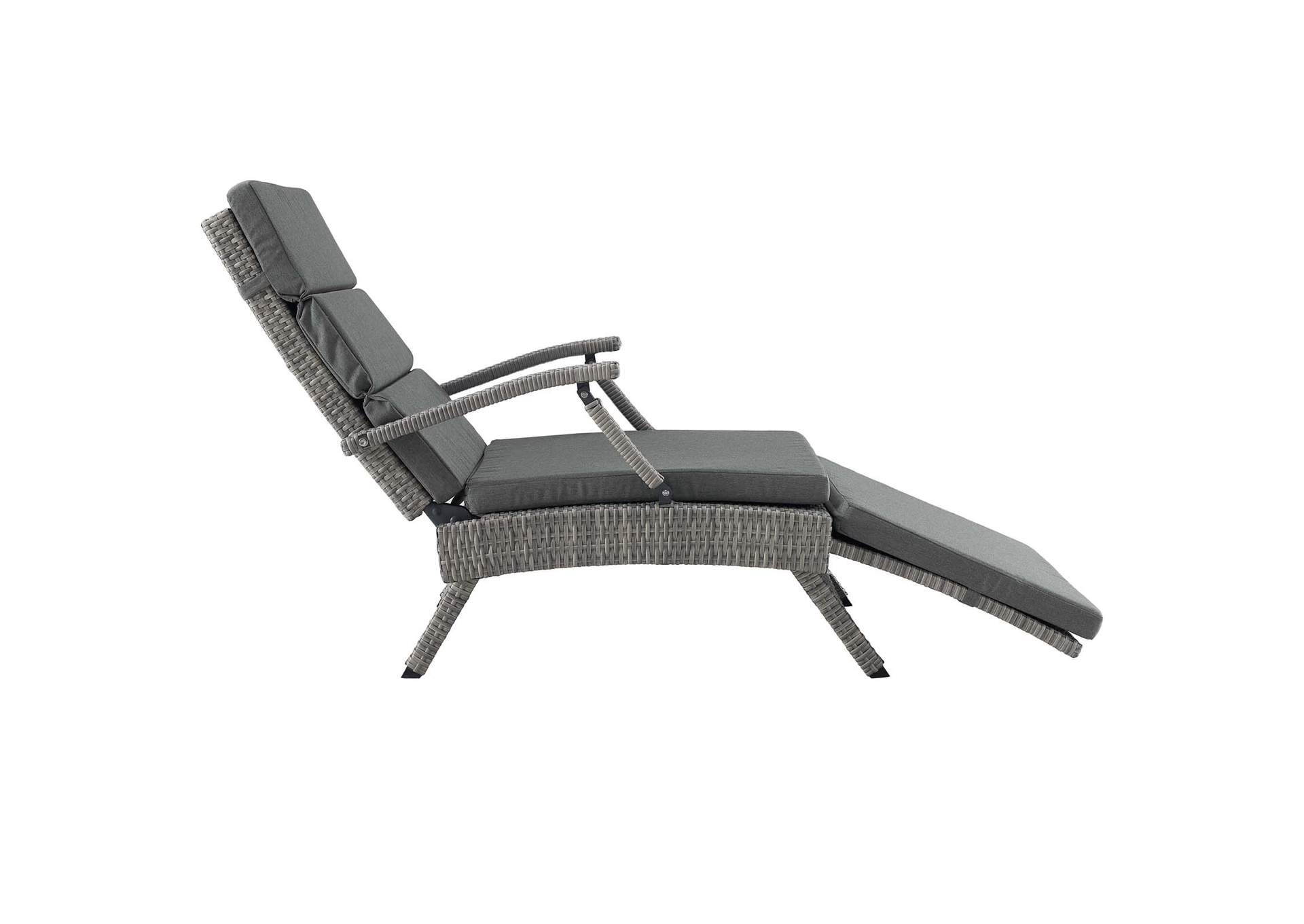 Light Gray Charcoal Envisage Chaise Outdoor Patio Wicker Rattan Lounge Chair,Modway