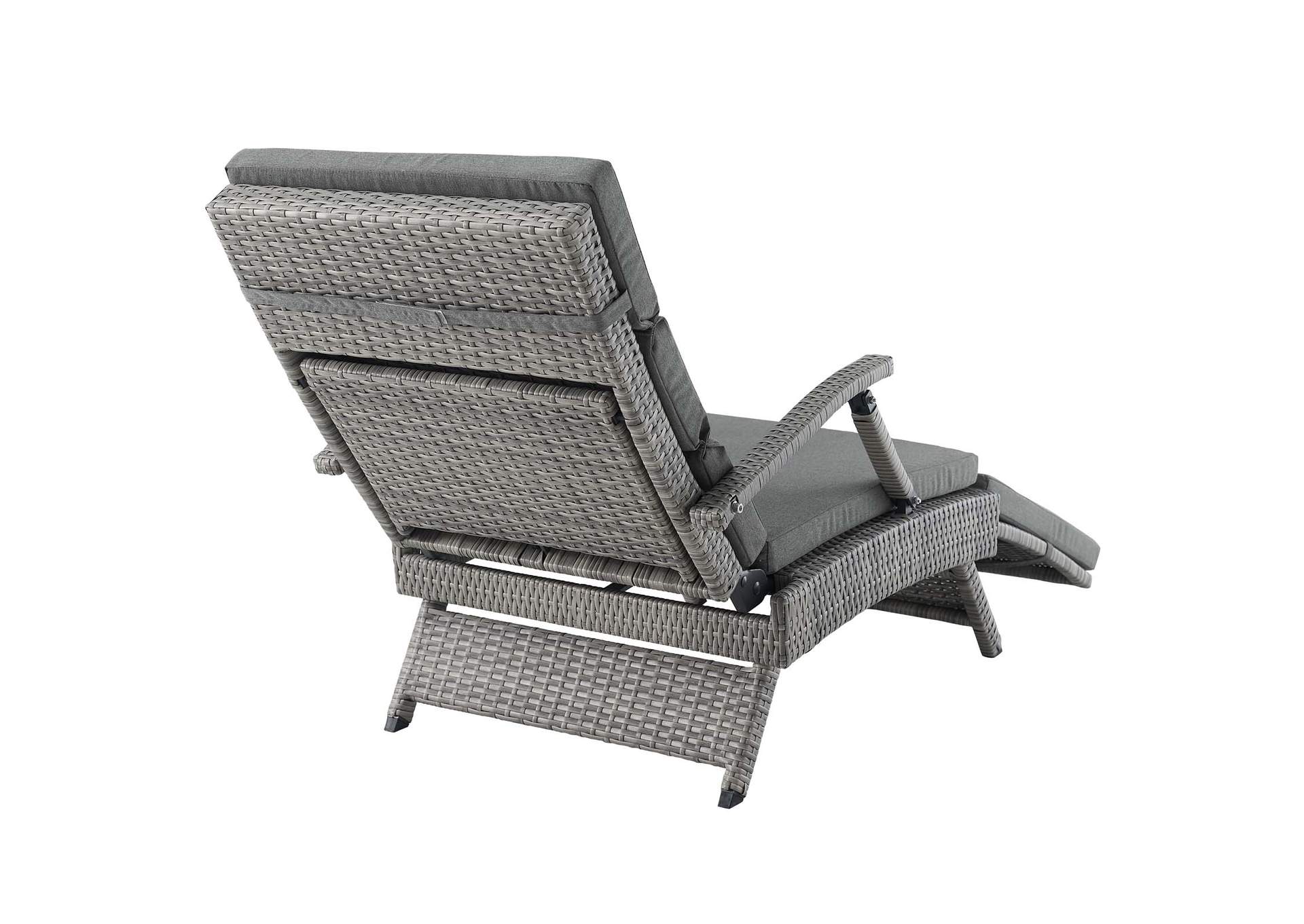 Light Gray Charcoal Envisage Chaise Outdoor Patio Wicker Rattan Lounge Chair,Modway