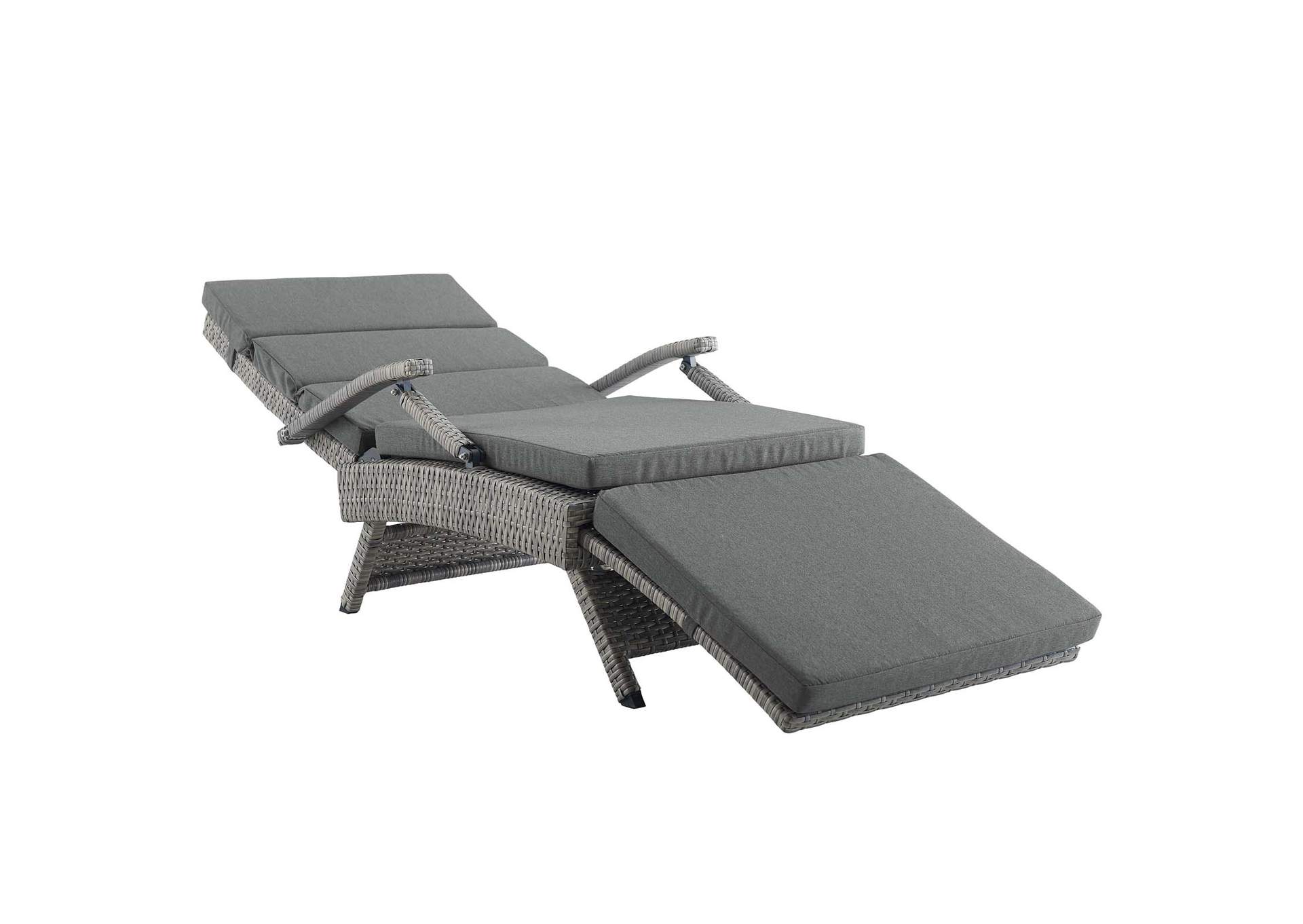 Light Gray Charcoal Envisage Chaise Outdoor Patio Wicker Rattan Lounge Chair,Modway