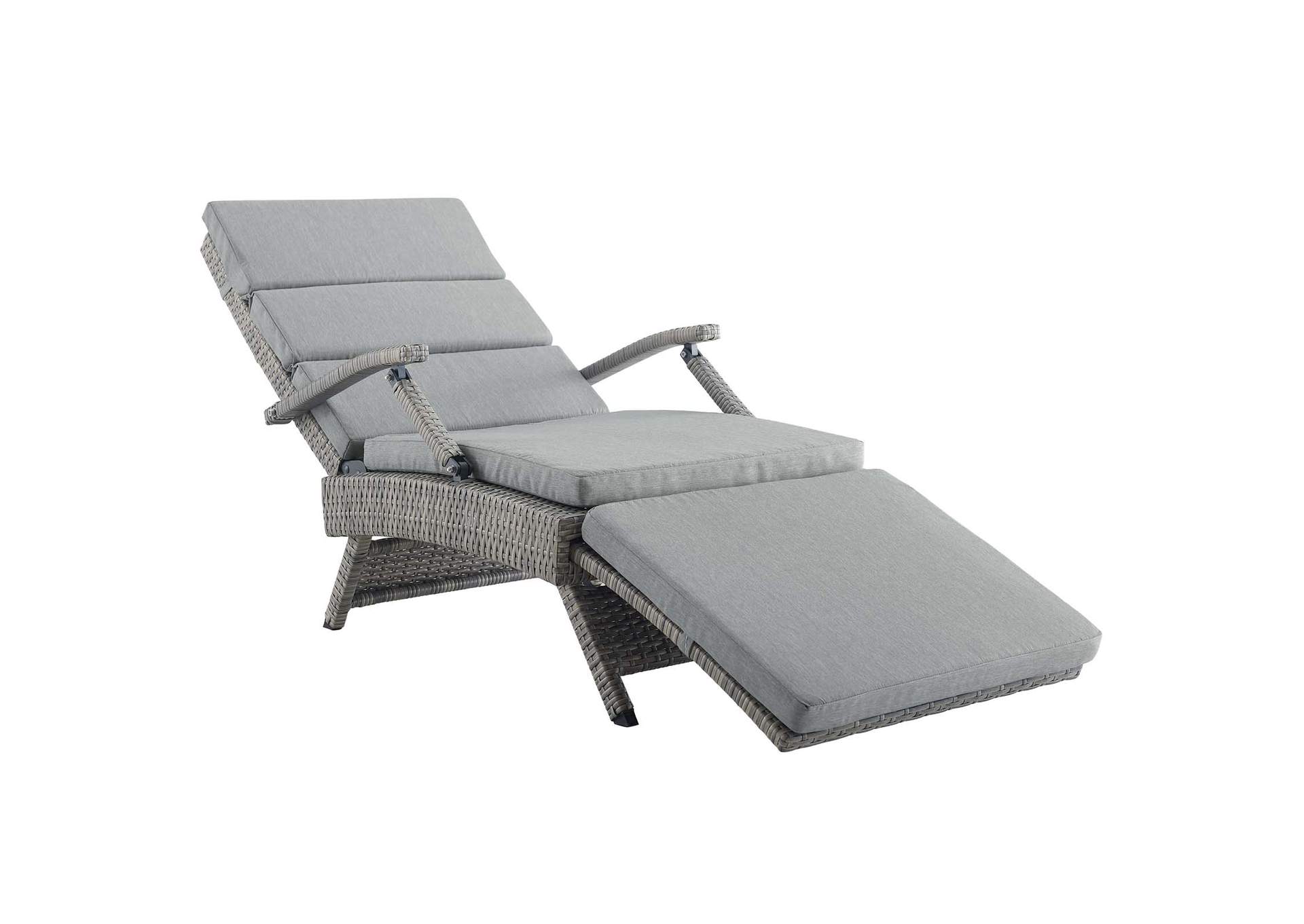 Light Gray Gray Envisage Chaise Outdoor Patio Wicker Rattan Lounge Chair,Modway