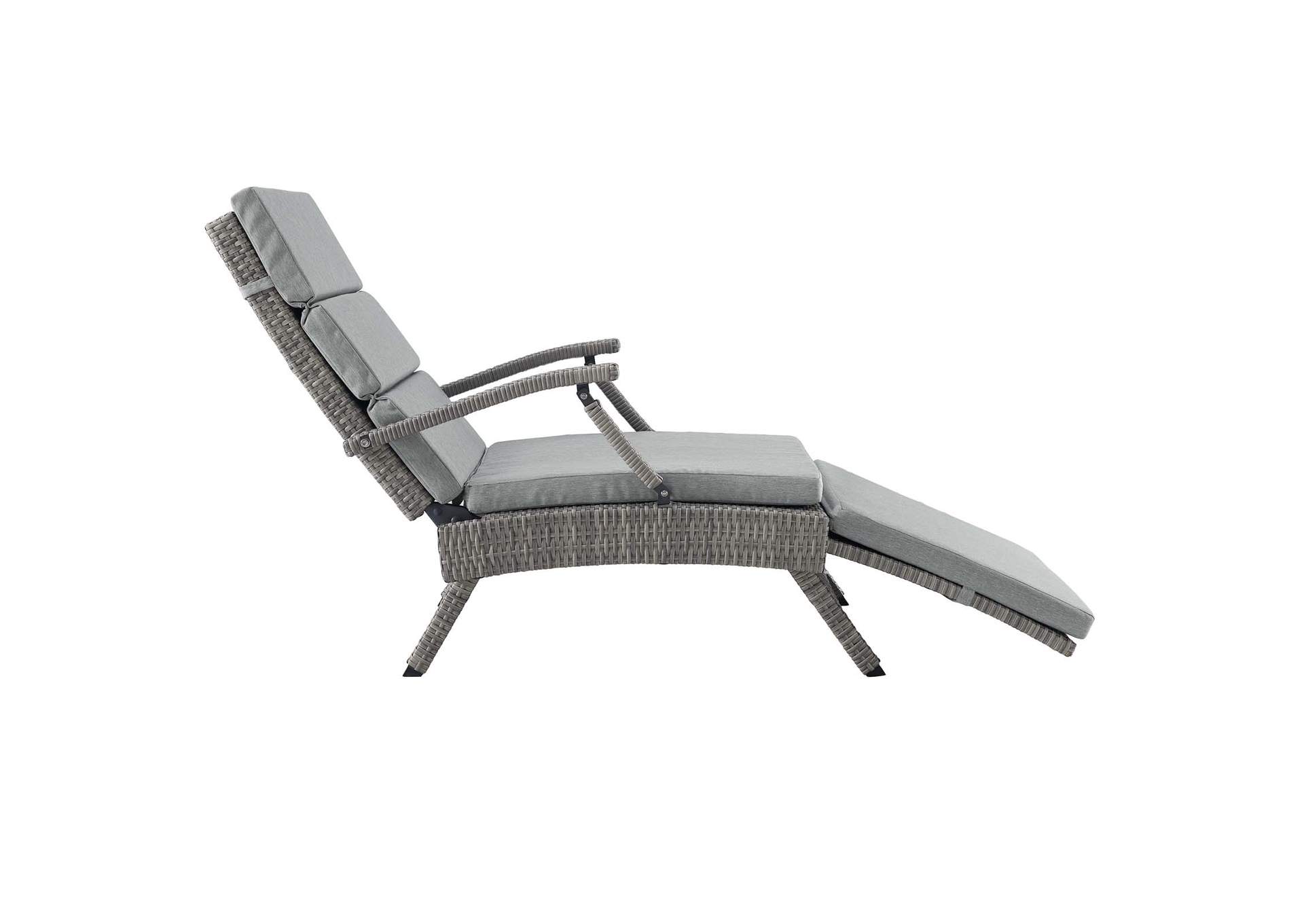 Light Gray Gray Envisage Chaise Outdoor Patio Wicker Rattan Lounge Chair,Modway