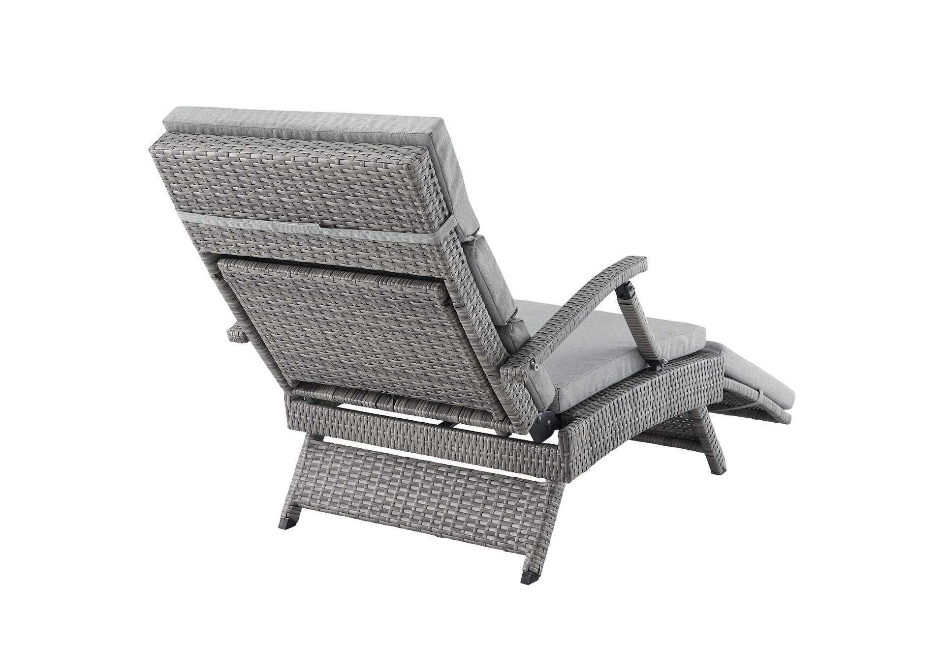 Light Gray Gray Envisage Chaise Outdoor Patio Wicker Rattan Lounge Chair,Modway