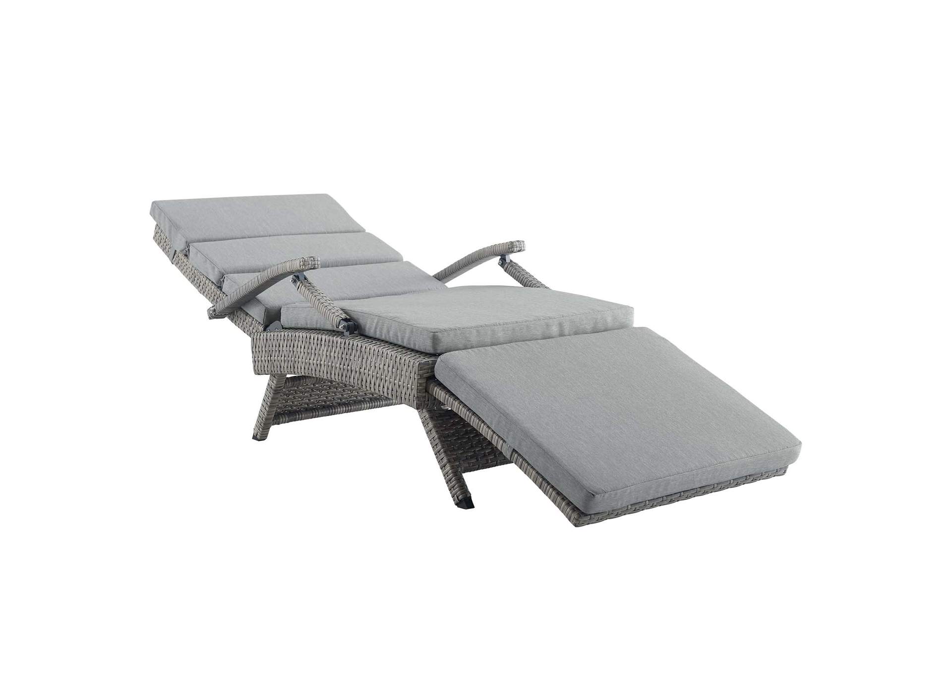 Light Gray Gray Envisage Chaise Outdoor Patio Wicker Rattan Lounge Chair,Modway