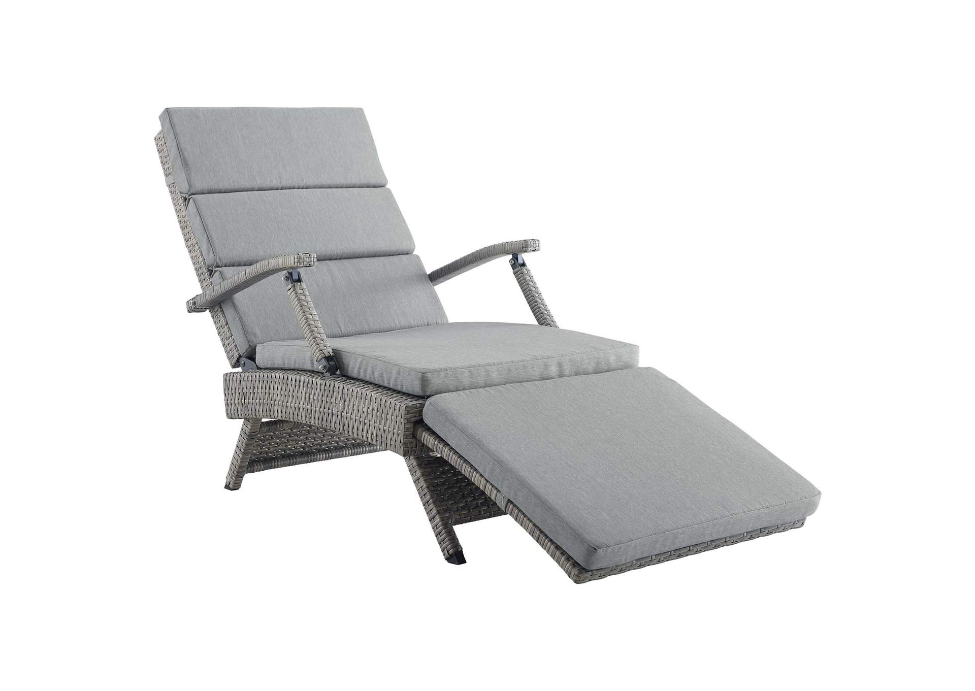 Light Gray Gray Envisage Chaise Outdoor Patio Wicker Rattan Lounge Chair,Modway