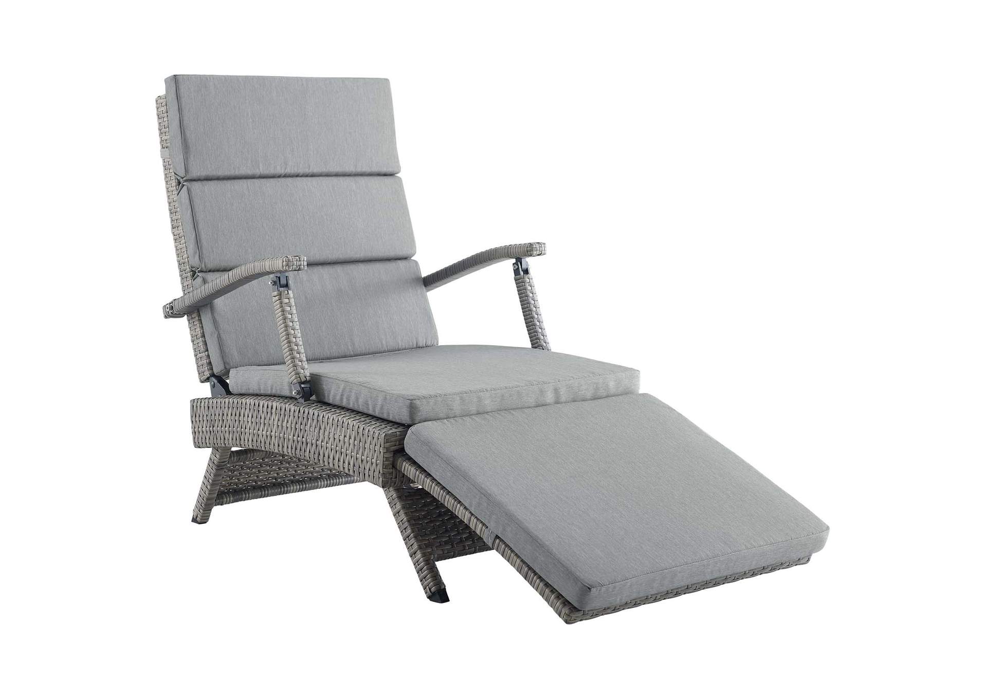 Light Gray Gray Envisage Chaise Outdoor Patio Wicker Rattan Lounge Chair,Modway