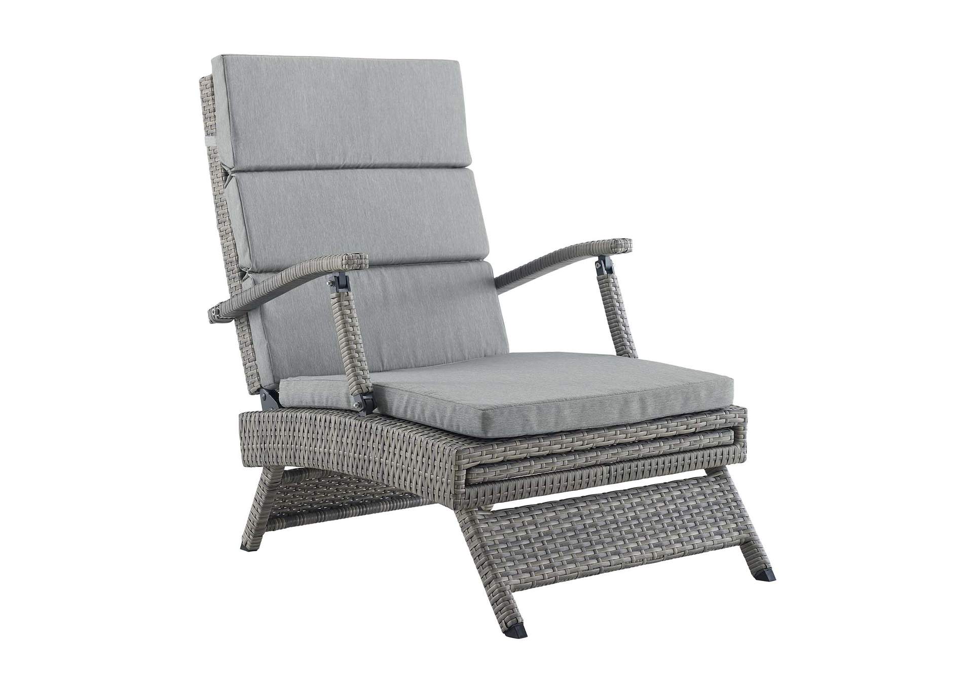 Light Gray Gray Envisage Chaise Outdoor Patio Wicker Rattan Lounge Chair,Modway