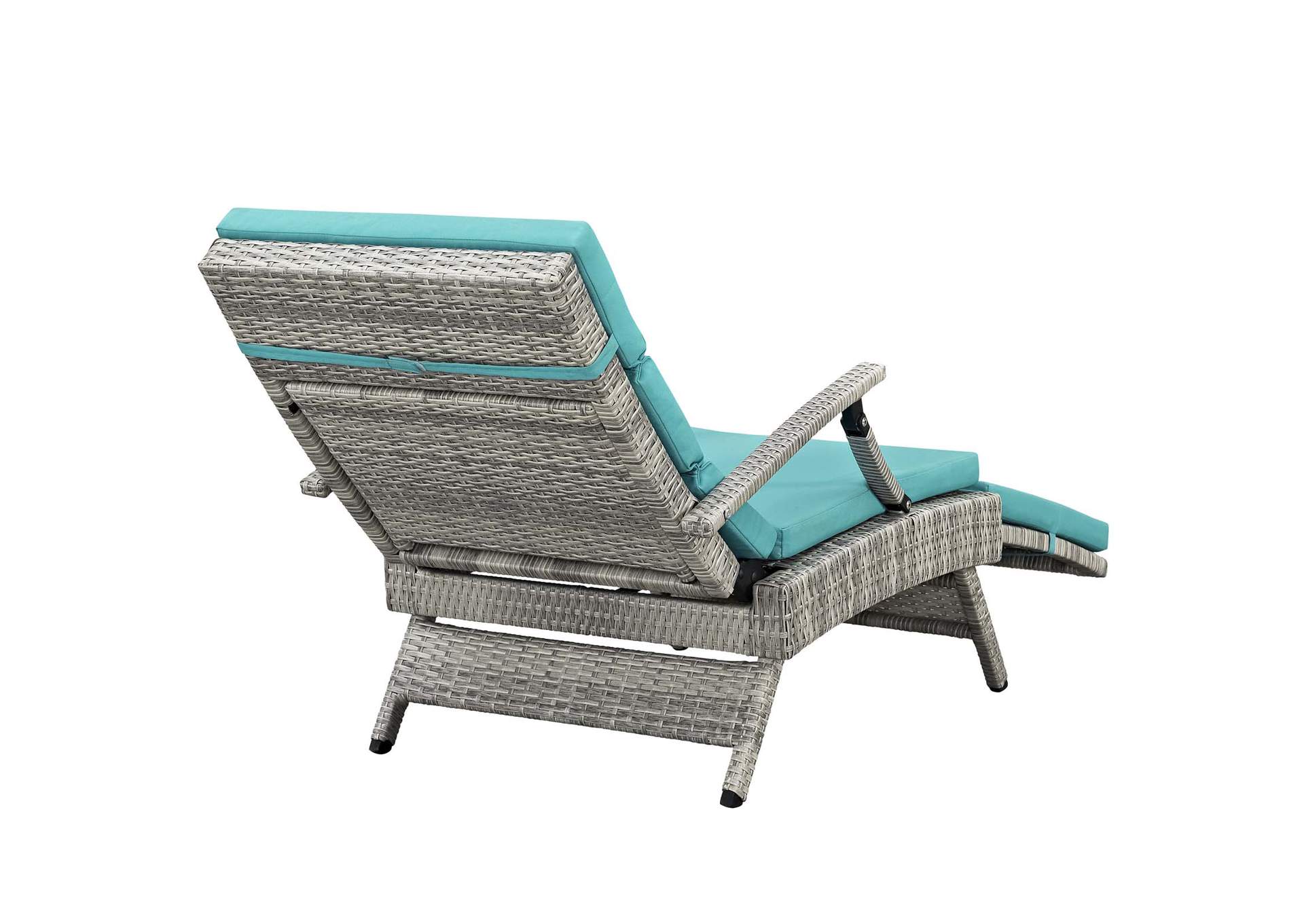 Light Gray Turquoise Envisage Chaise Outdoor Patio Wicker Rattan Lounge Chair,Modway