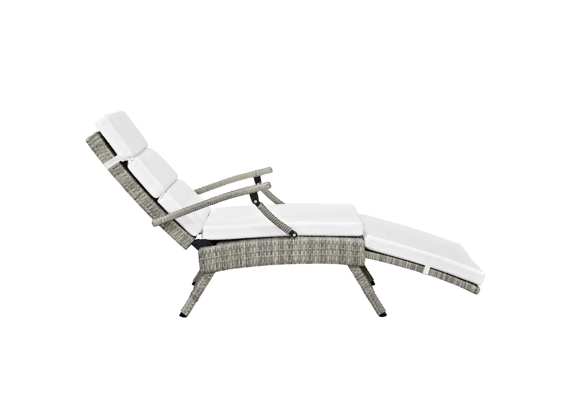 Light Gray White Envisage Chaise Outdoor Patio Wicker Rattan Lounge Chair,Modway