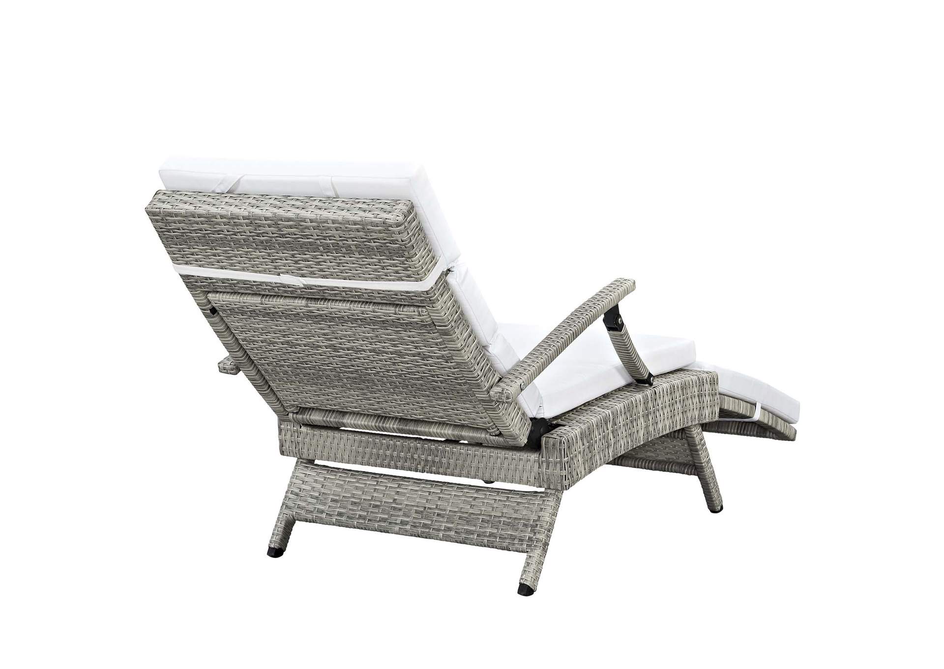 Light Gray White Envisage Chaise Outdoor Patio Wicker Rattan Lounge Chair,Modway