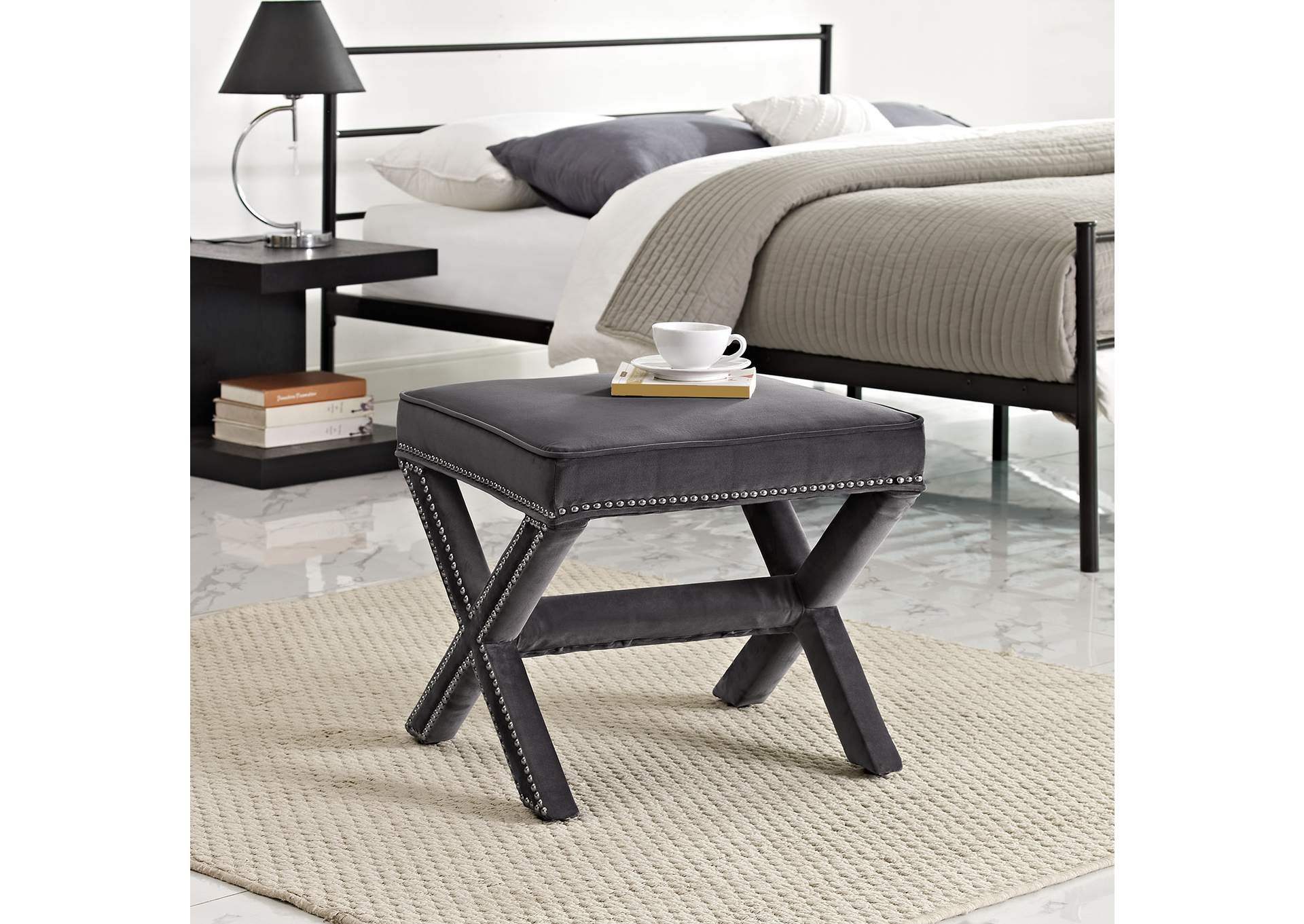 Gray Rivet Bench,Modway