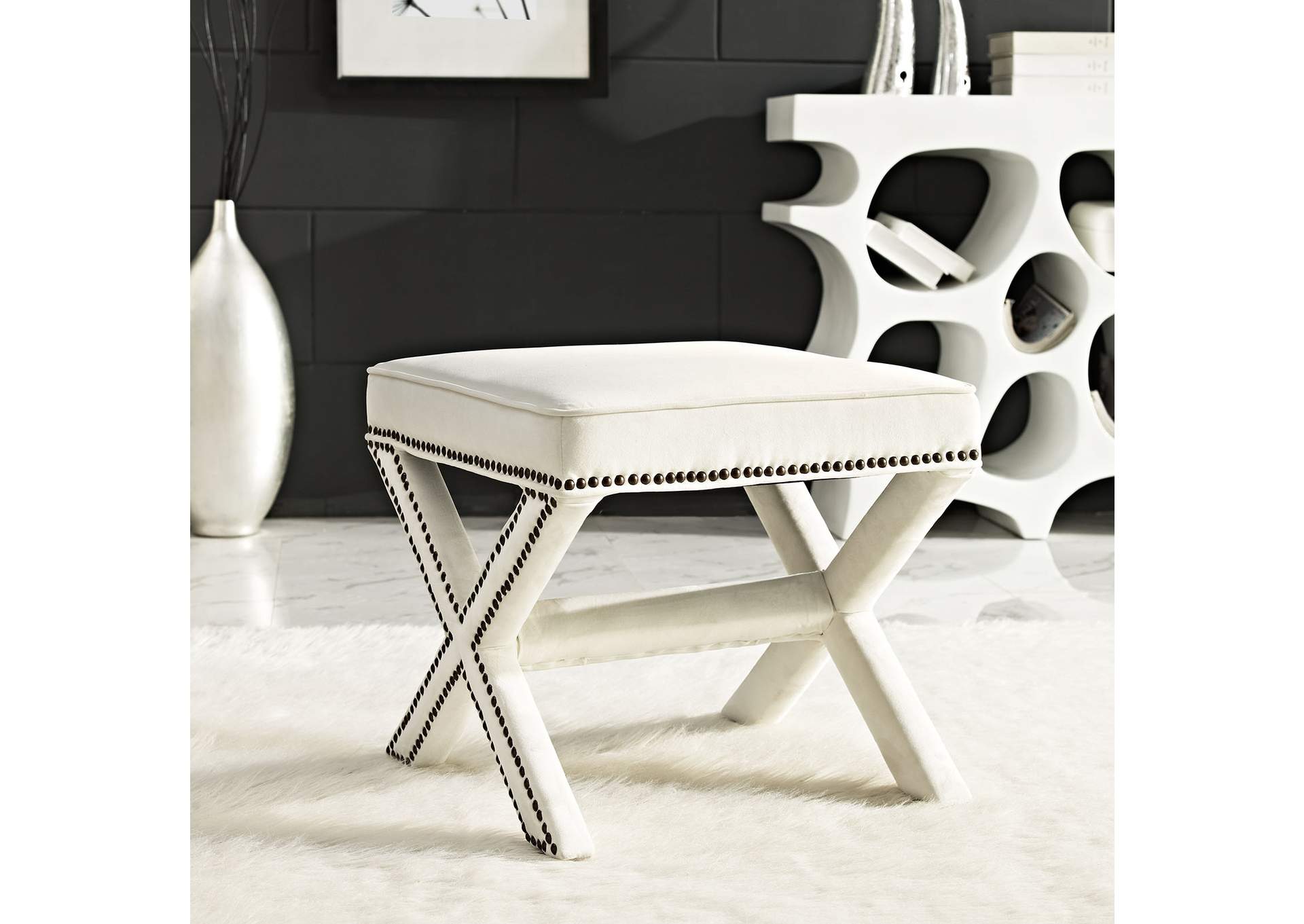 Ivory Rivet Bench,Modway