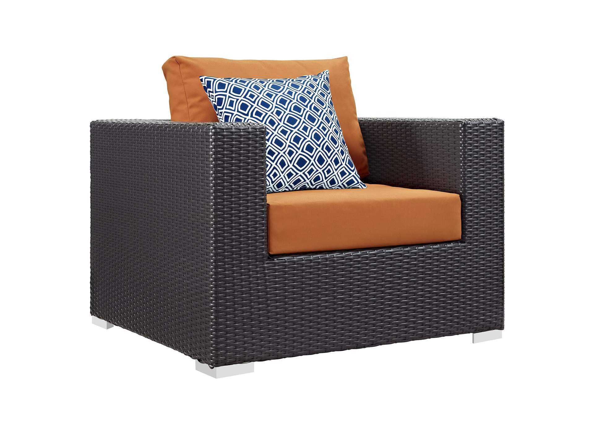 Espresso Orange Convene 7 Piece Outdoor Patio Sectional Set,Modway