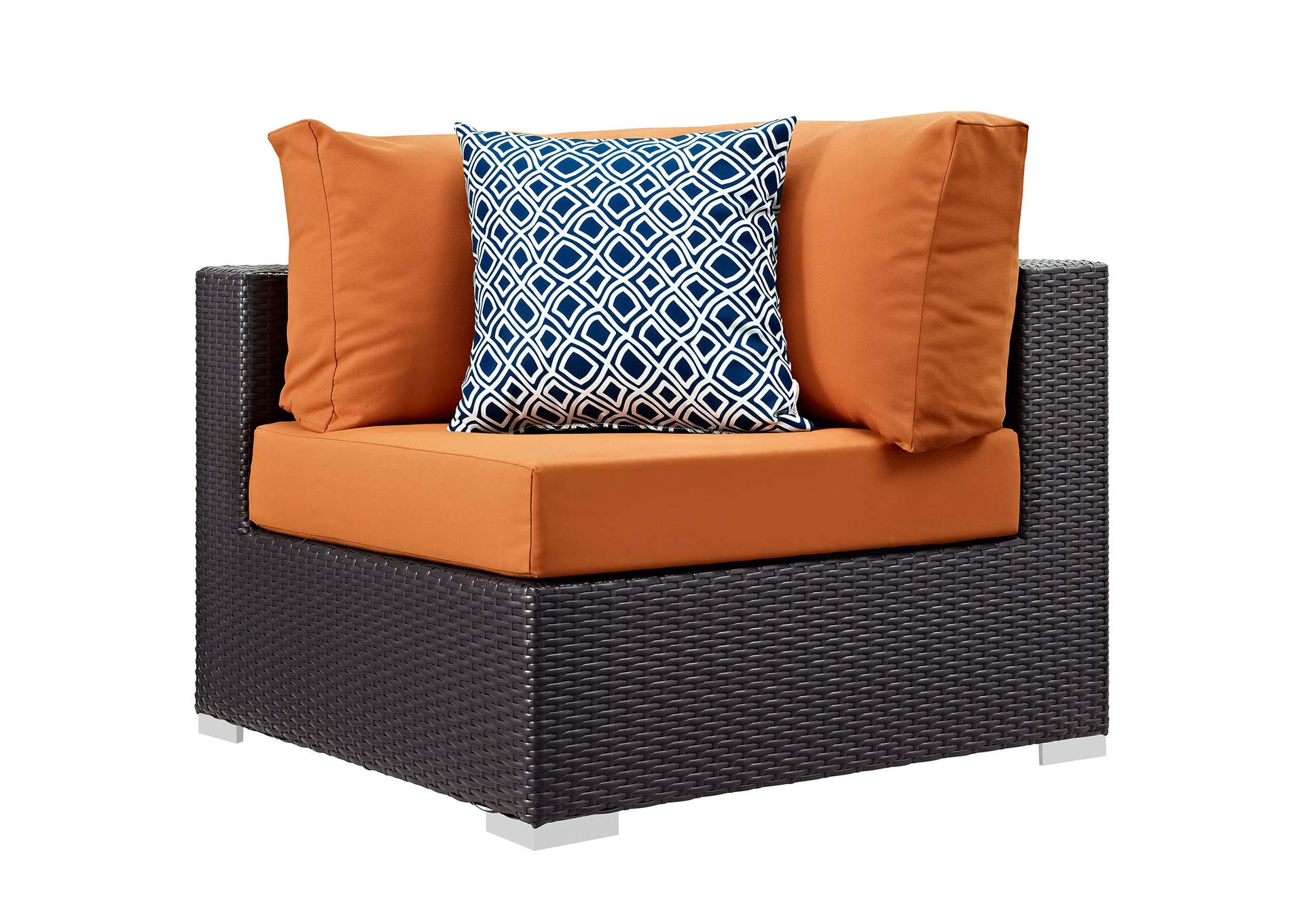 Espresso Orange Convene 7 Piece Outdoor Patio Sectional Set,Modway