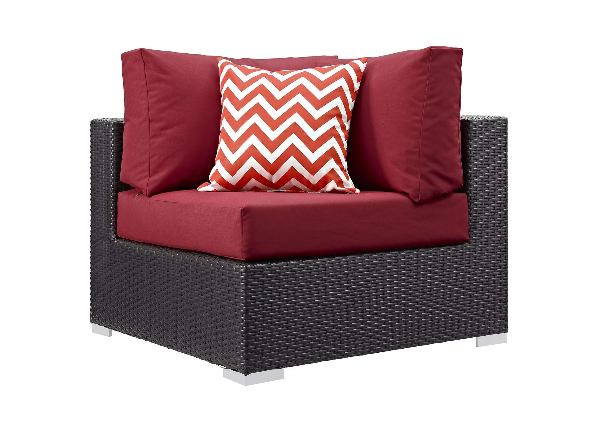 Espresso Red Convene 7 Piece Outdoor Patio Sectional Set,Modway