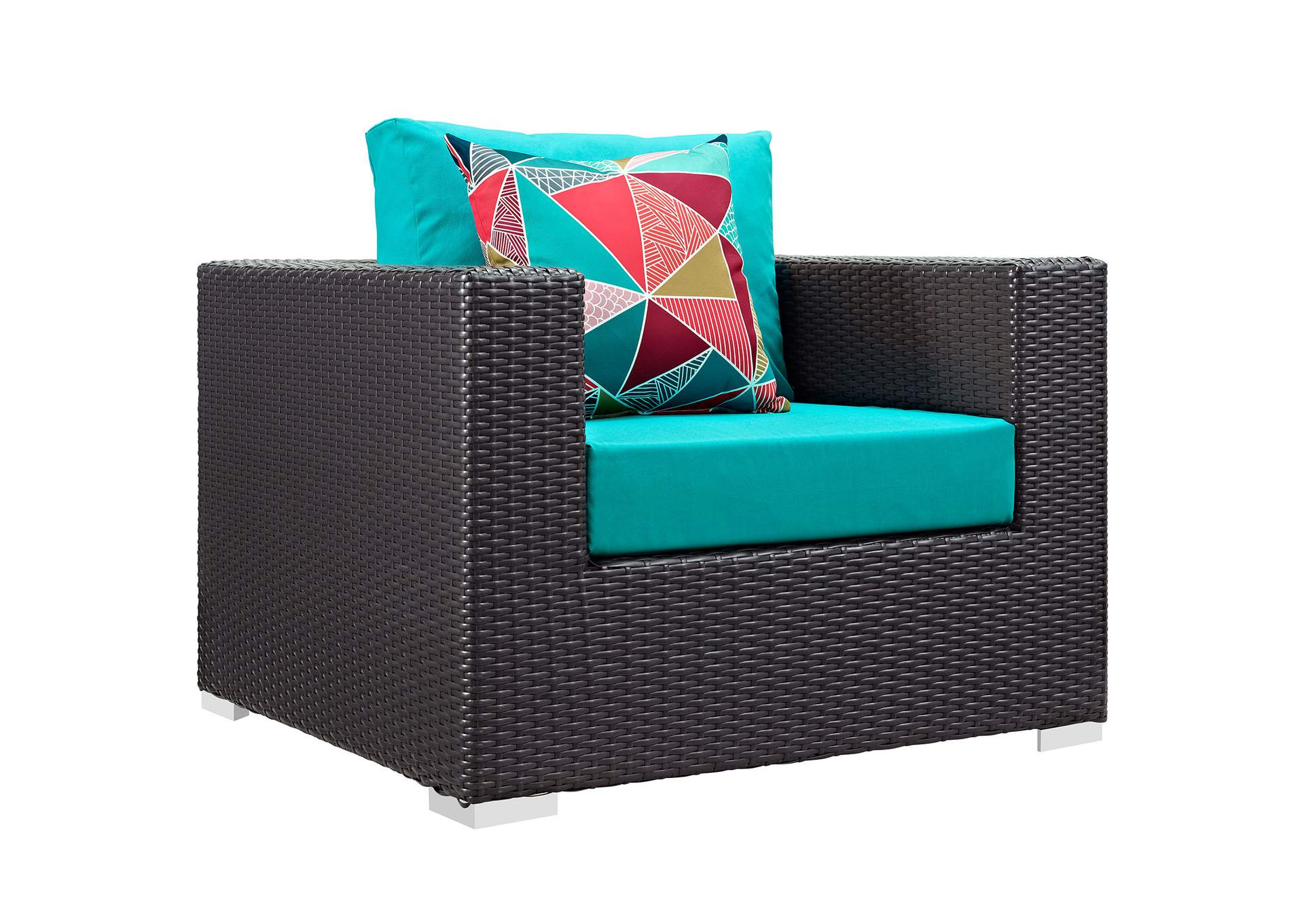 Espresso Turquoise Convene 7 Piece Outdoor Patio Sectional Set,Modway