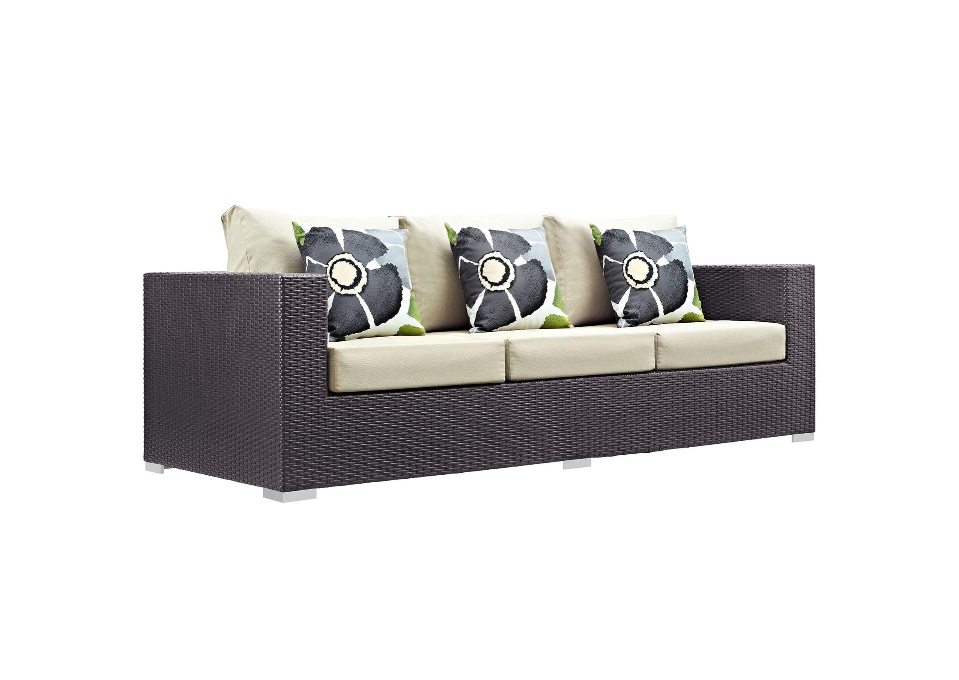 Espresso Beige Convene 9 Piece Outdoor Patio Sofa Set,Modway