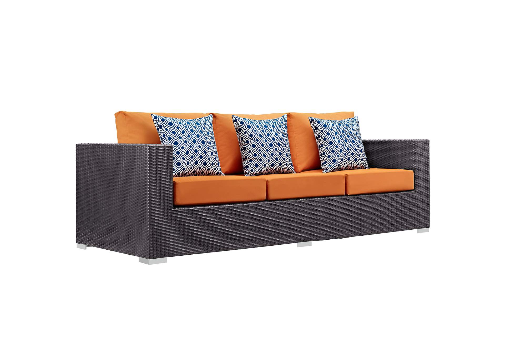 Espresso Orange Convene 9 Piece Outdoor Patio Sofa Set,Modway