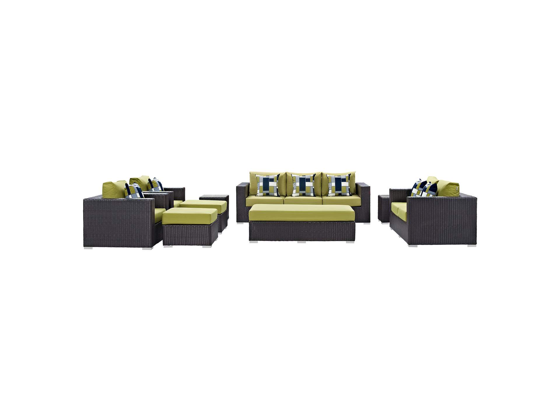 Espresso Peridot Convene 9 Piece Outdoor Patio Sofa Set,Modway