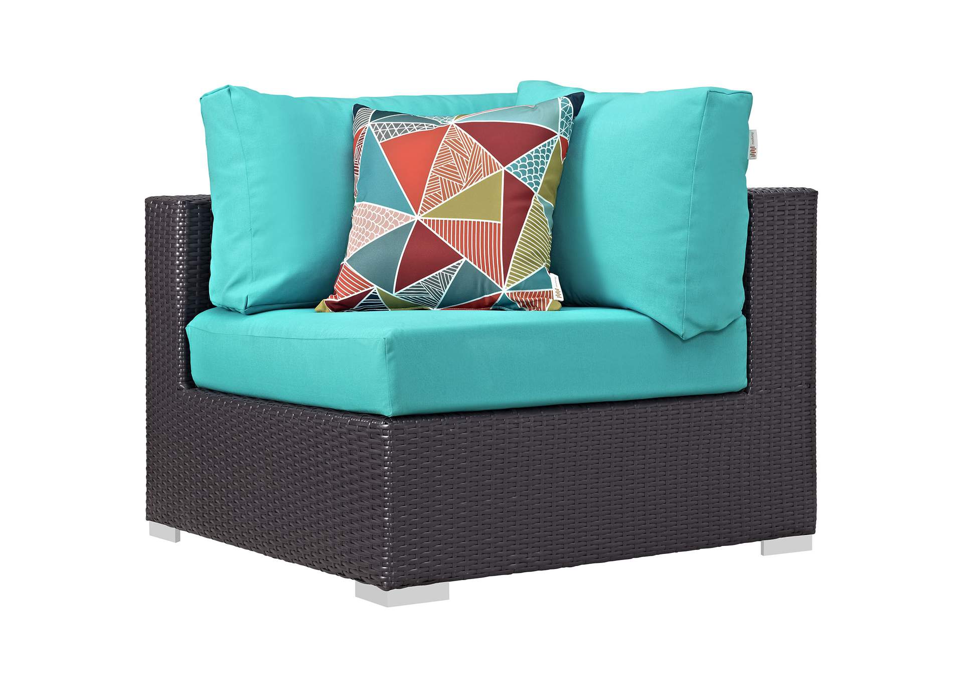 Espresso Turquoise Convene 5 Piece Outdoor Patio Sectional Set,Modway