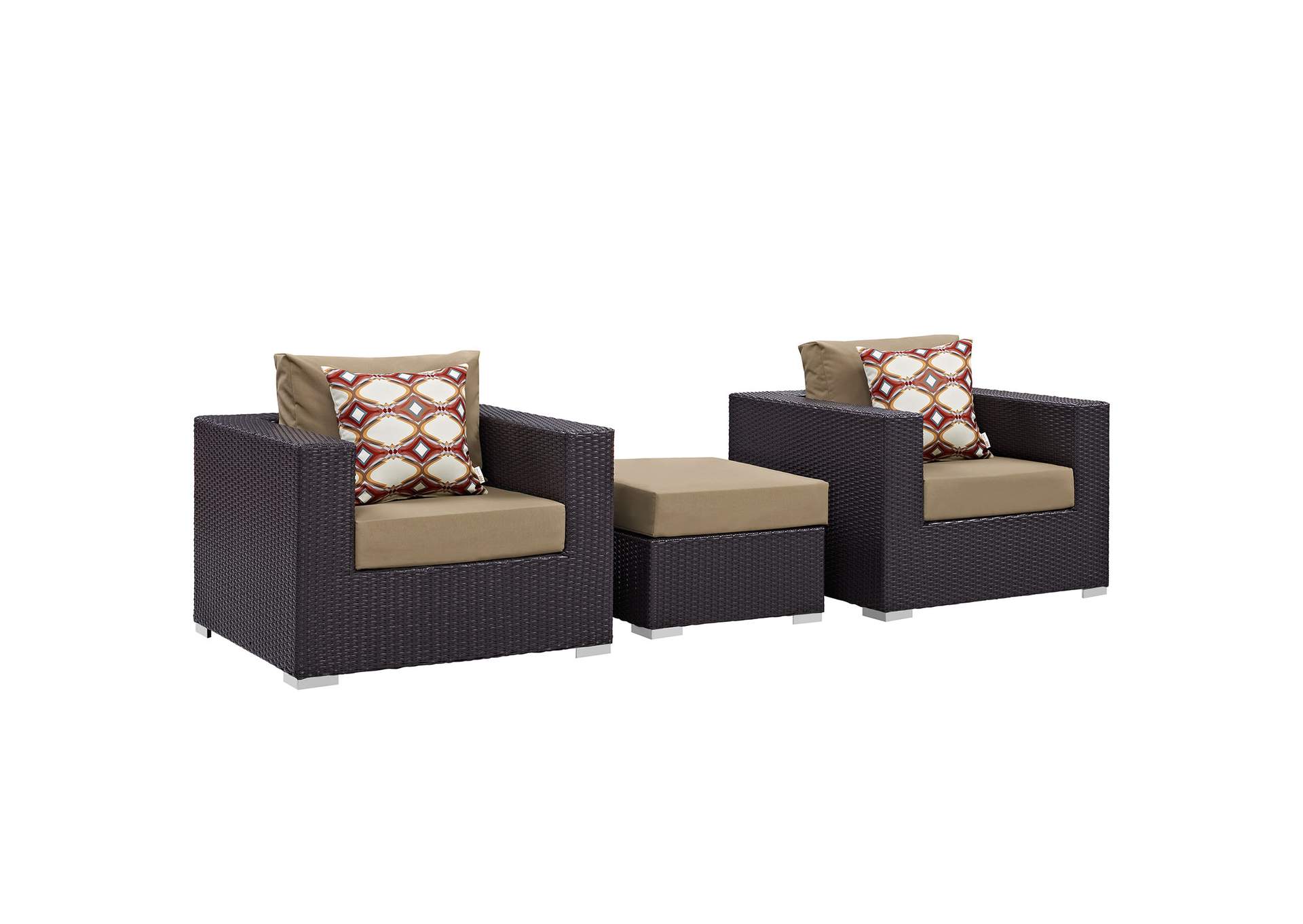 Espresso Mocha Convene 3 Piece Outdoor Patio Sofa Set,Modway