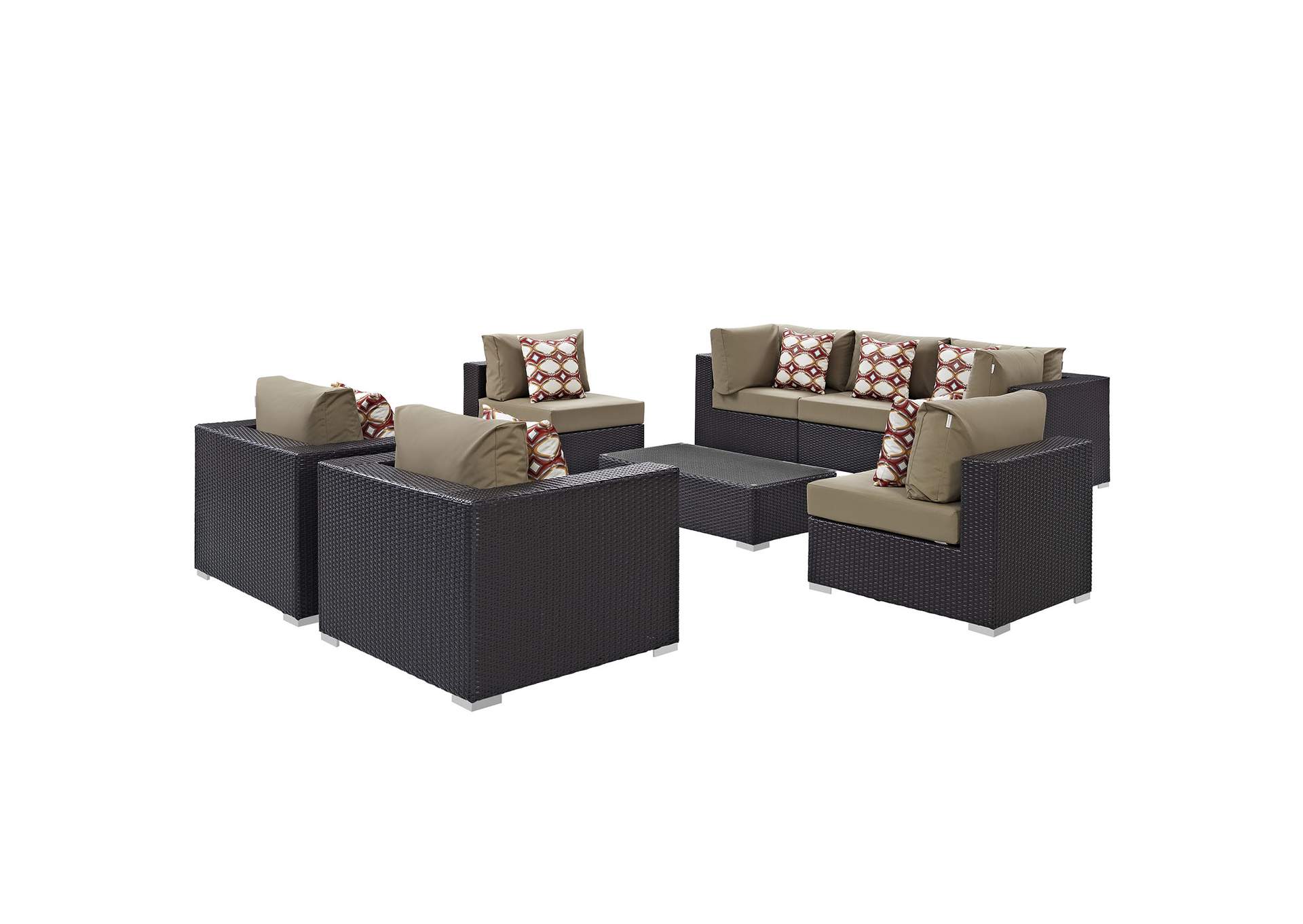 Espresso Mocha Convene 8 Piece Outdoor Patio Sectional Set,Modway