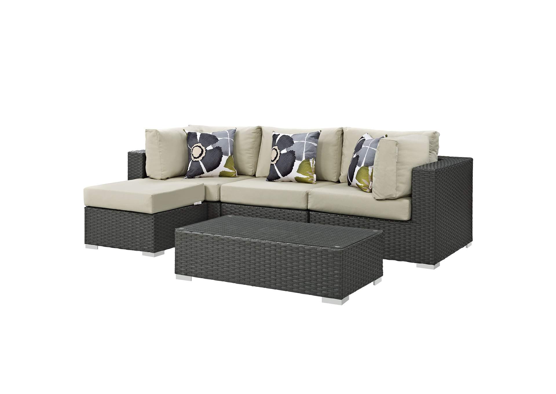 Canvas Antique Beige Sojourn 5 Piece Outdoor Patio Sunbrella,Modway