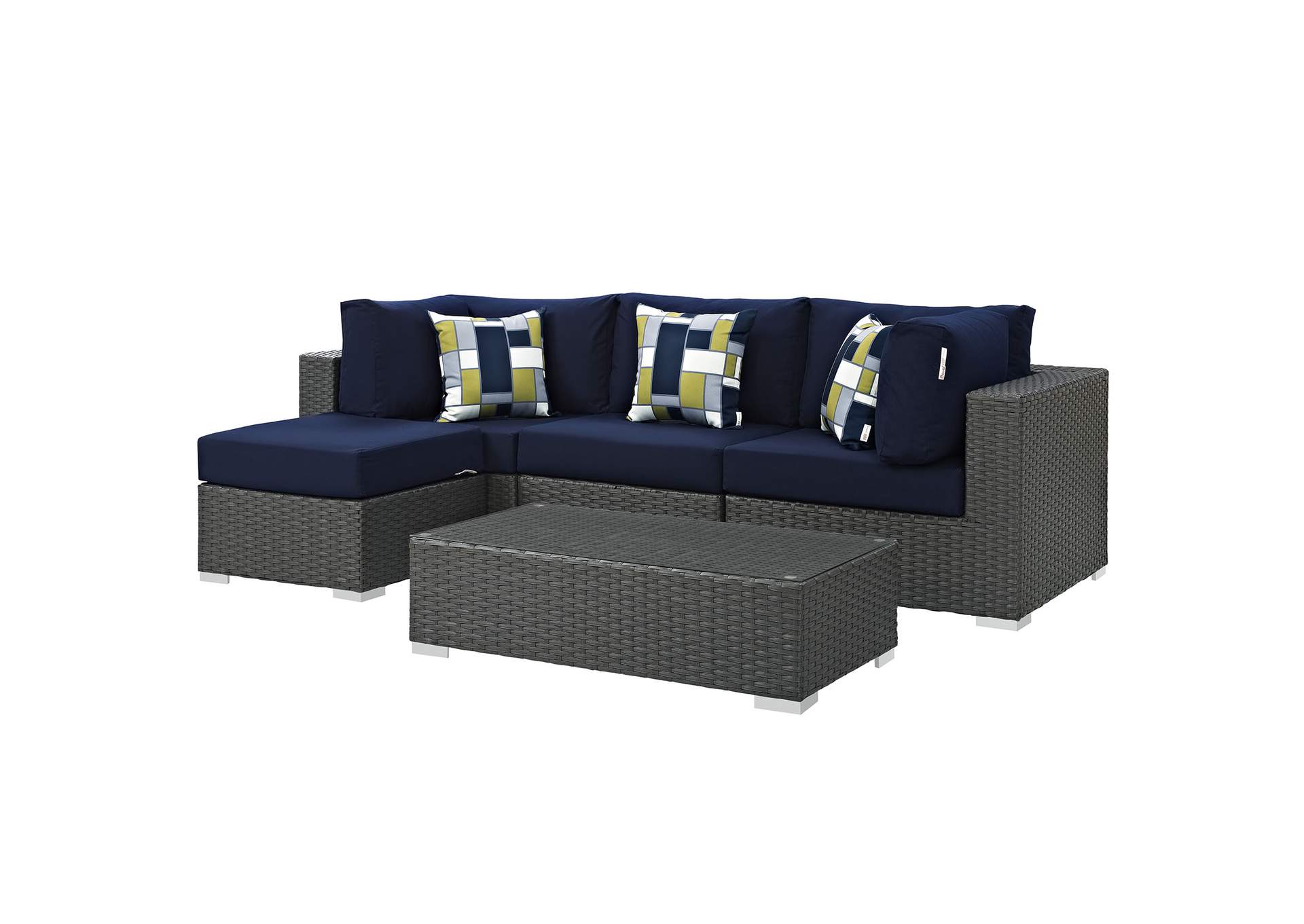 Canvas Navy Sojourn 5 Piece Outdoor Patio Sunbrella,Modway