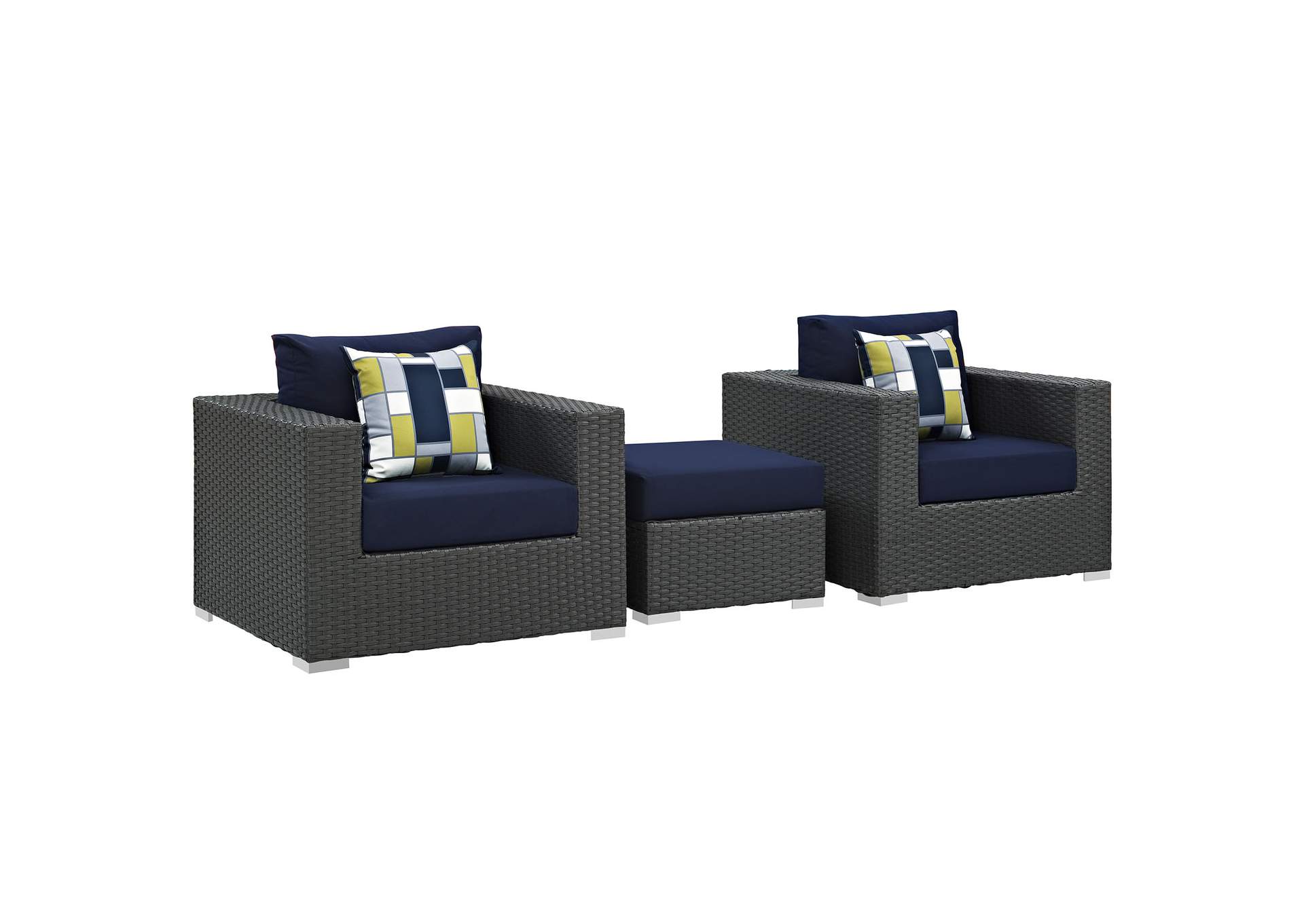 Canvas Navy Sojourn 3 Piece Outdoor Patio Sunbrella,Modway