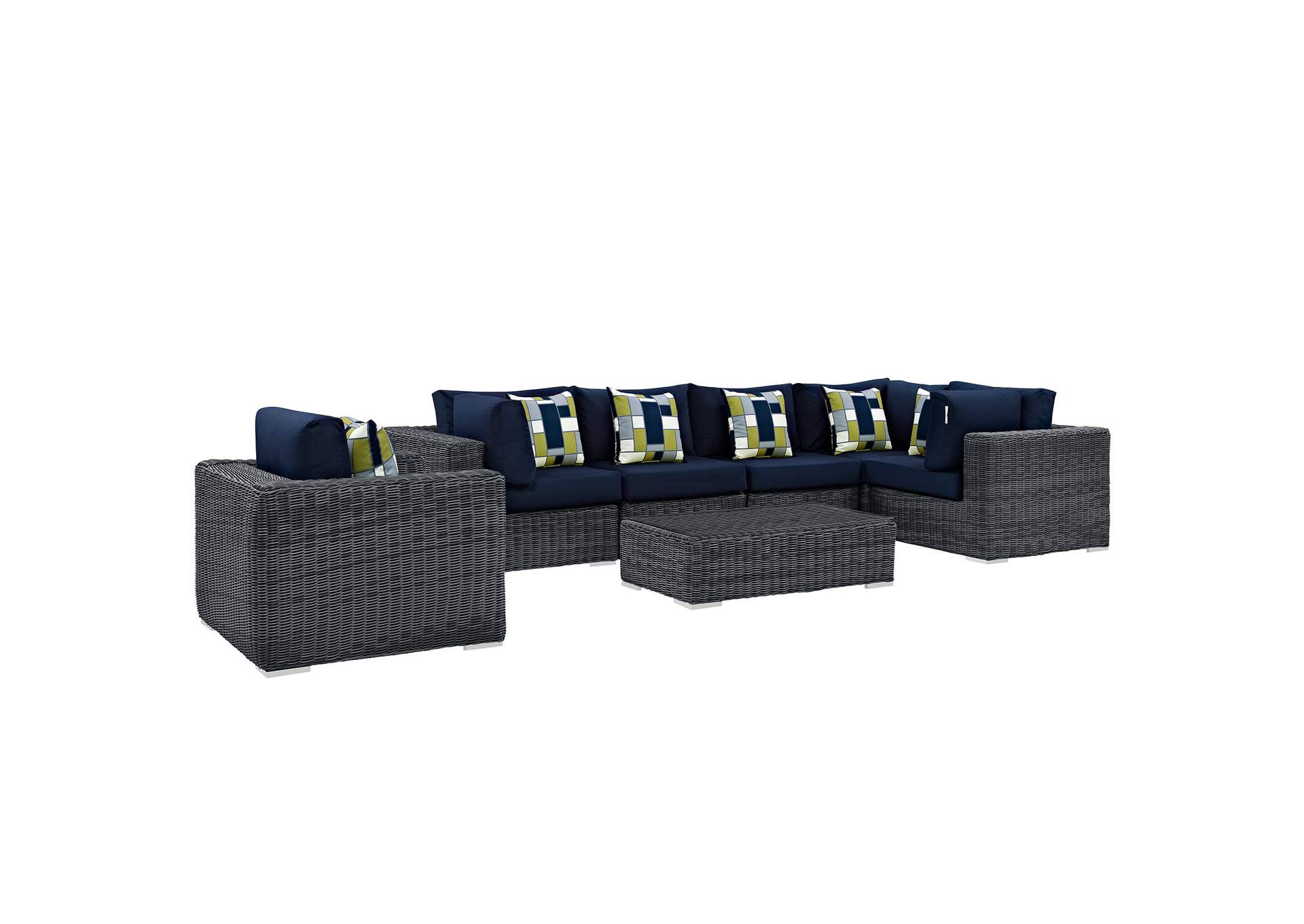 Canvas Navy Summon 7 Piece Outdoor Patio Sunbrella,Modway