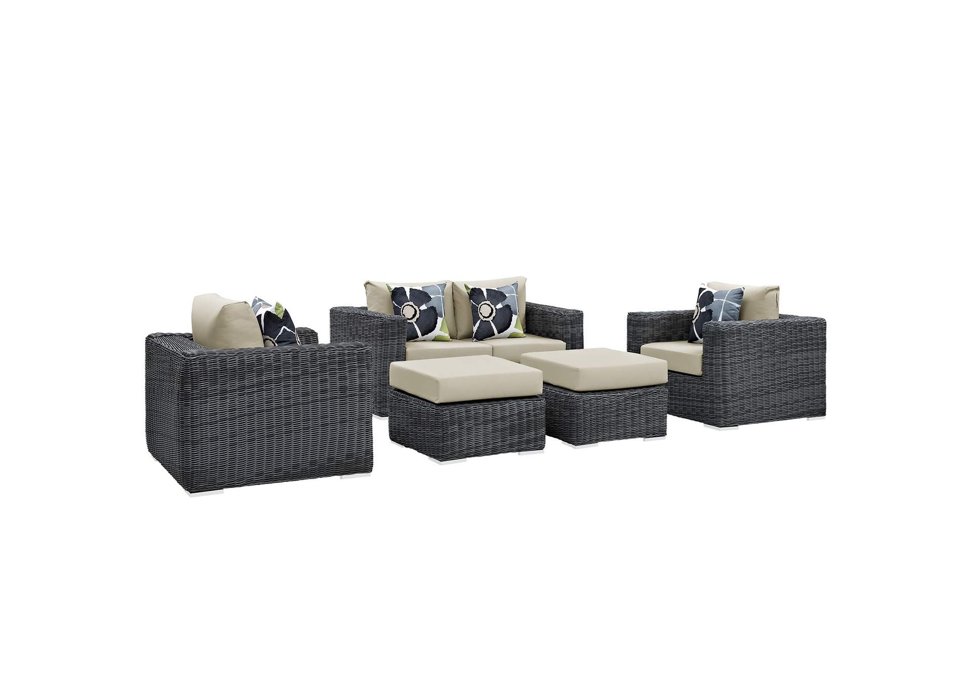 Canvas Antique Beige Summon 5 Piece Outdoor Patio Sunbrella,Modway