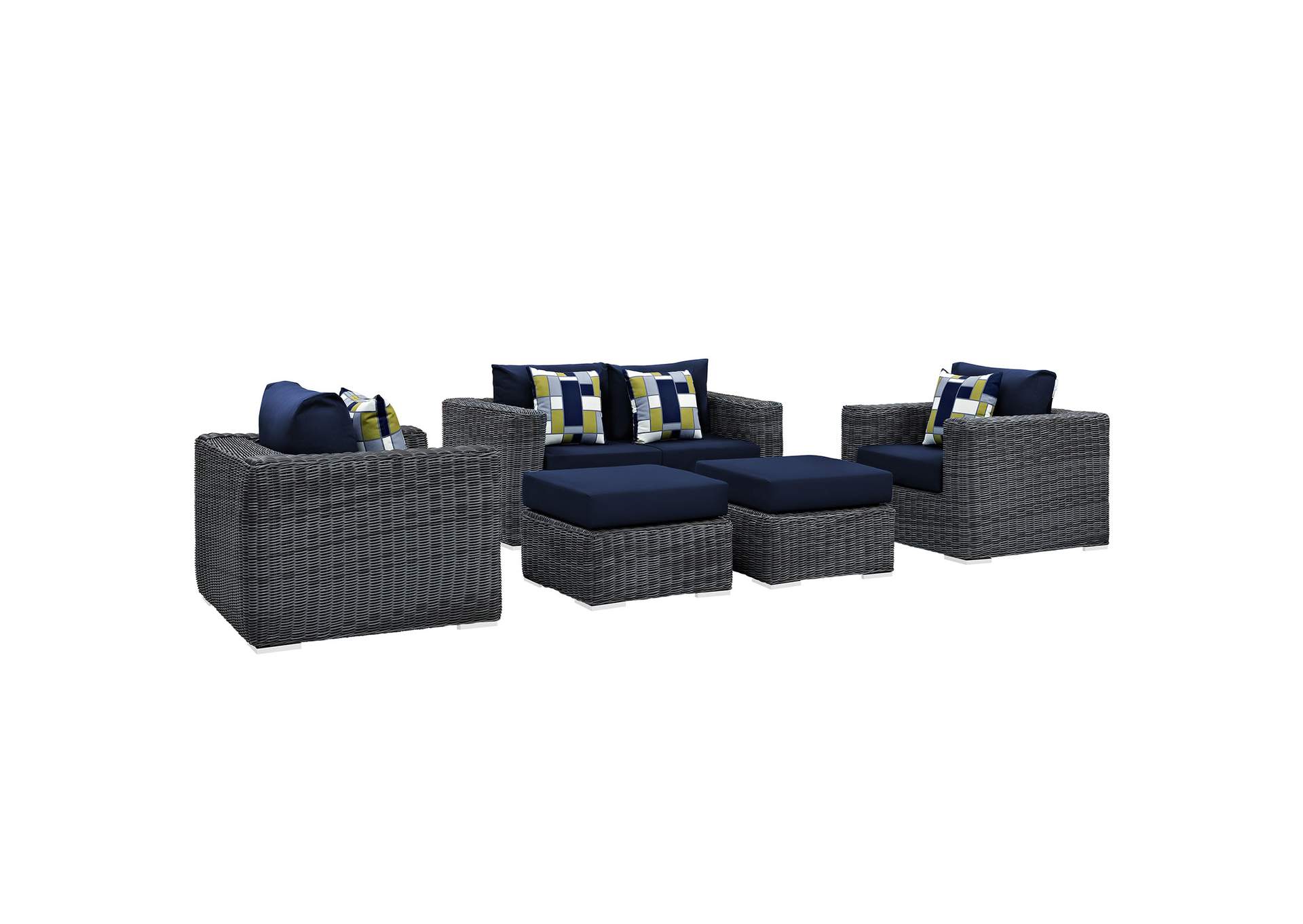 Canvas Navy Summon 5 Piece Outdoor Patio Sunbrella,Modway