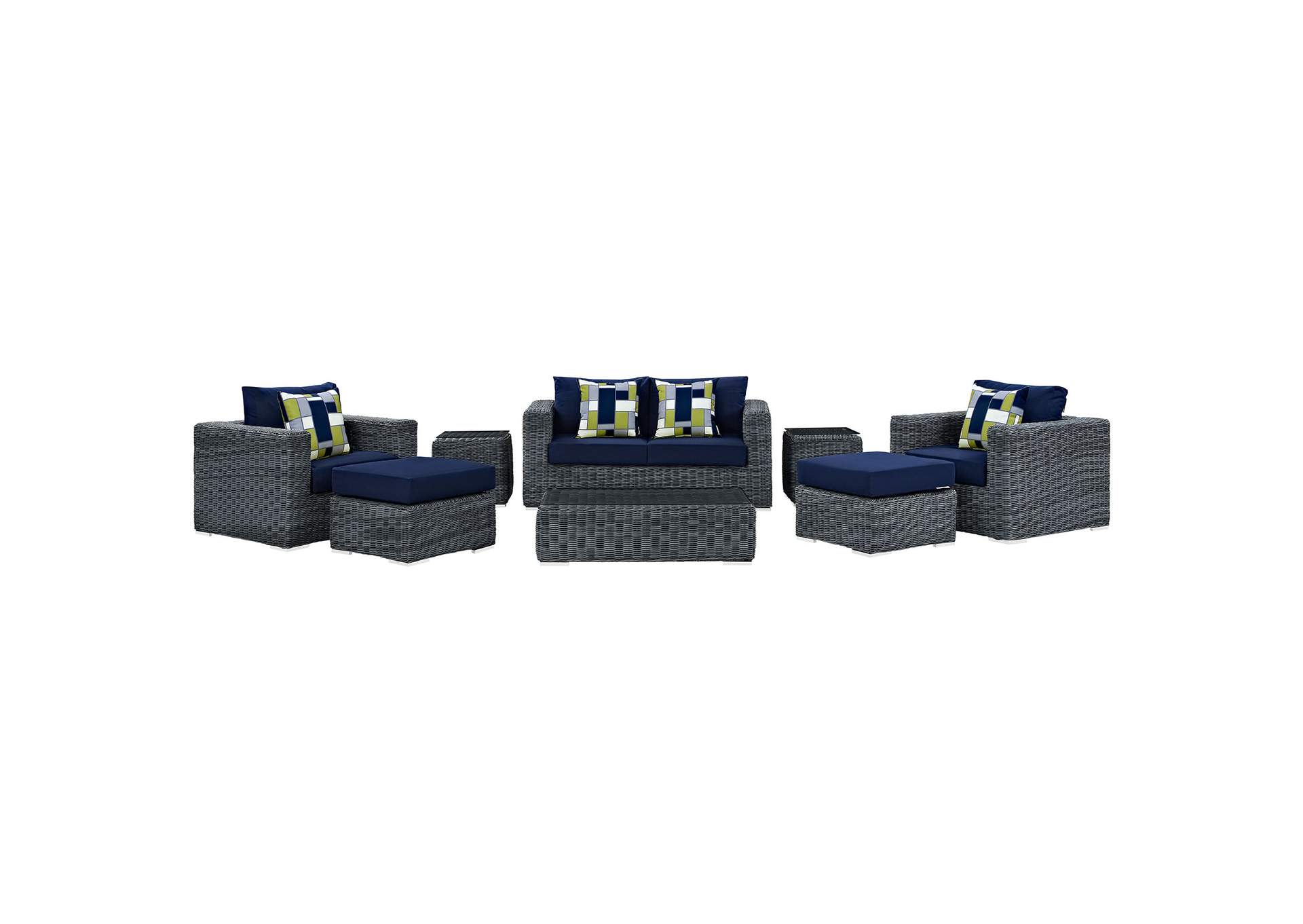 Canvas Navy Summon 8 Piece Outdoor Patio Sunbrella,Modway