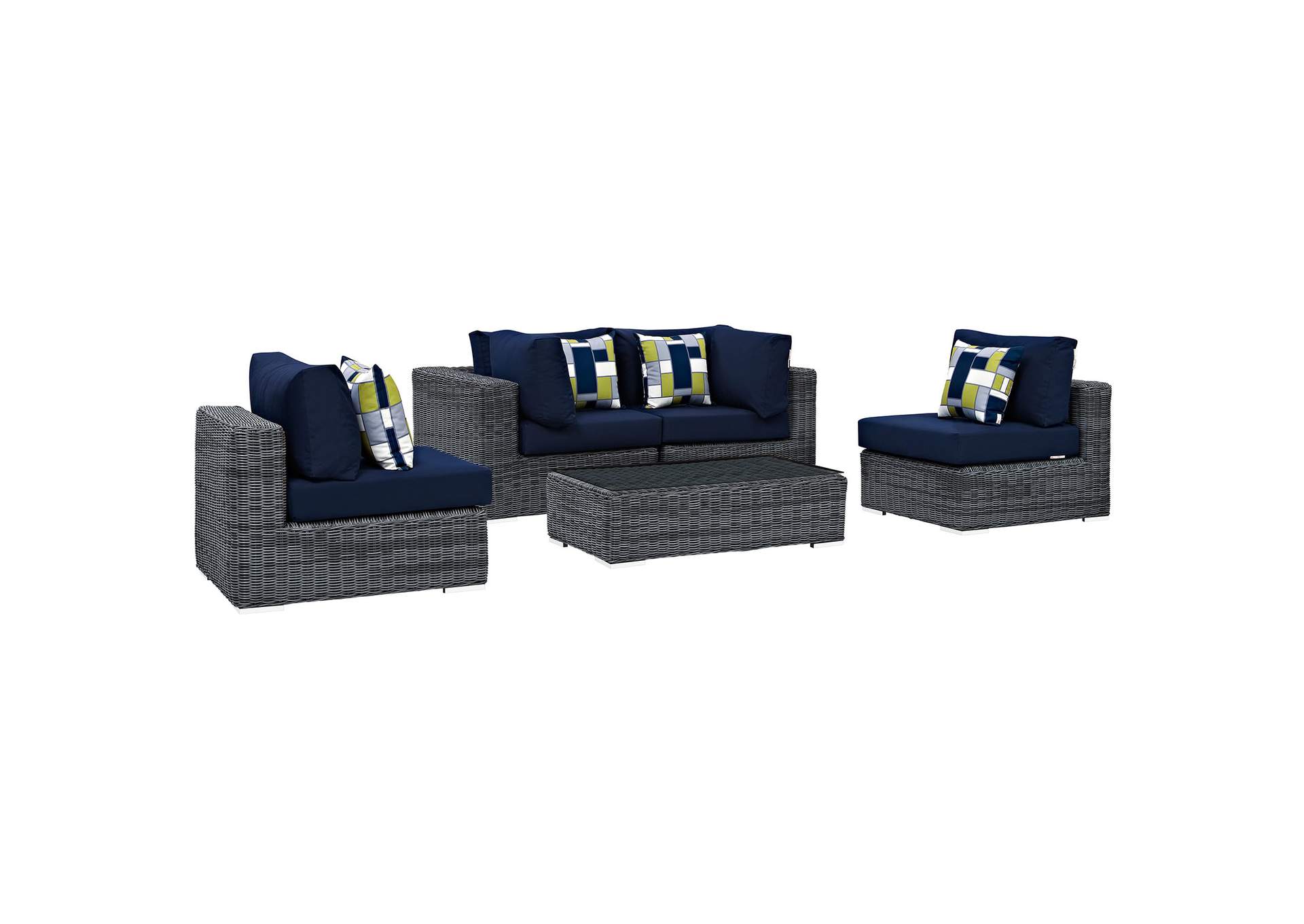 Canvas Navy Summon 5 Piece Outdoor Patio Sunbrella,Modway