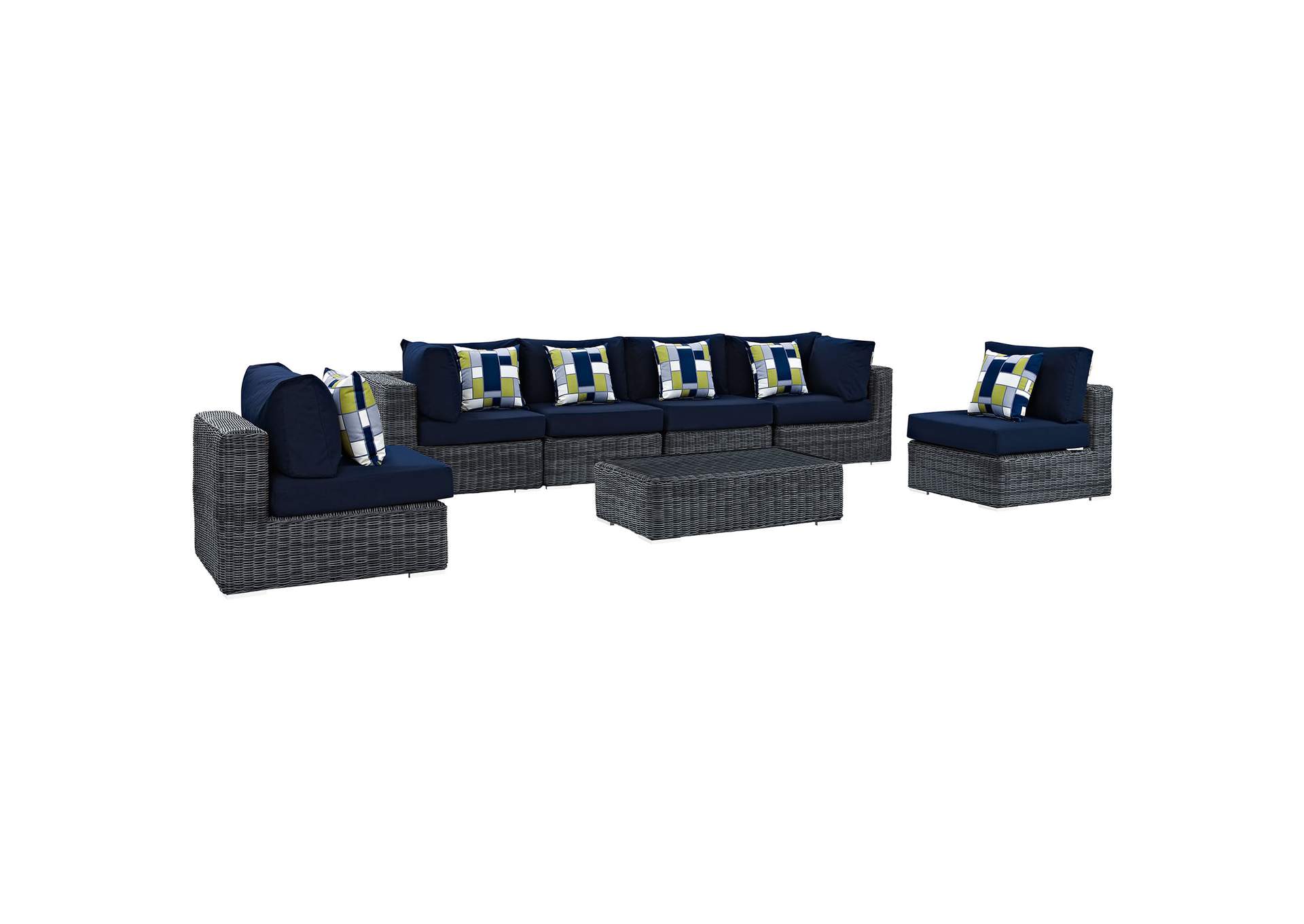 Canvas Navy Summon 7 Piece Outdoor Patio Sunbrella,Modway