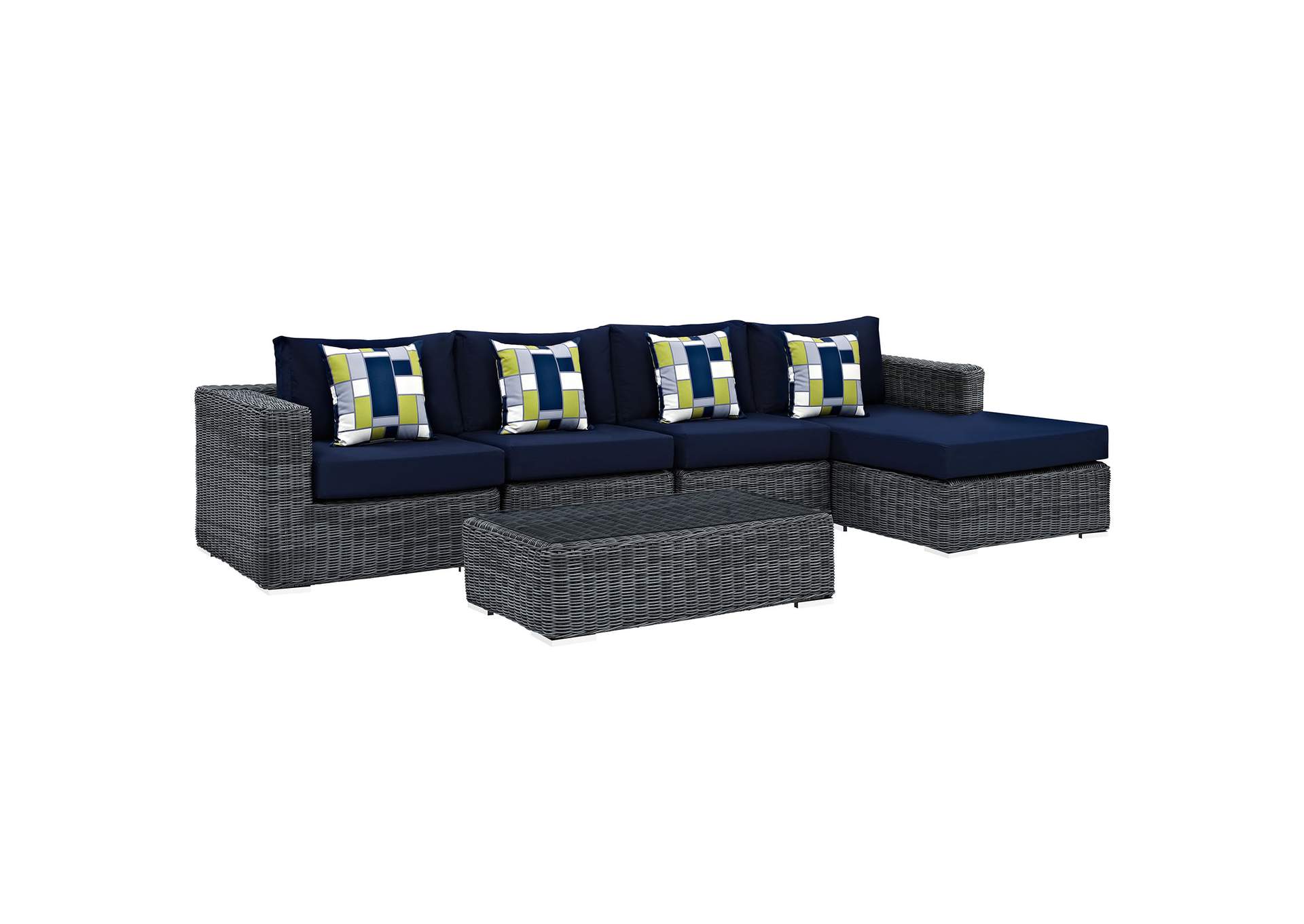 Canvas Navy Summon 5 Piece Outdoor Patio Sunbrella,Modway