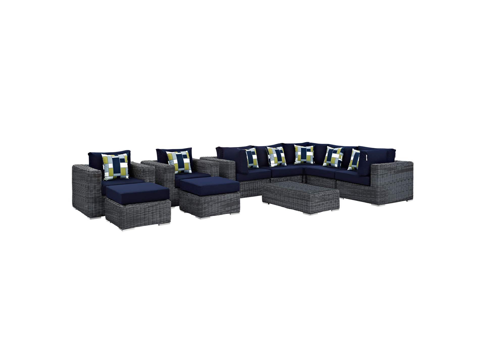 Canvas Navy Summon 10 Piece Outdoor Patio Sunbrella,Modway