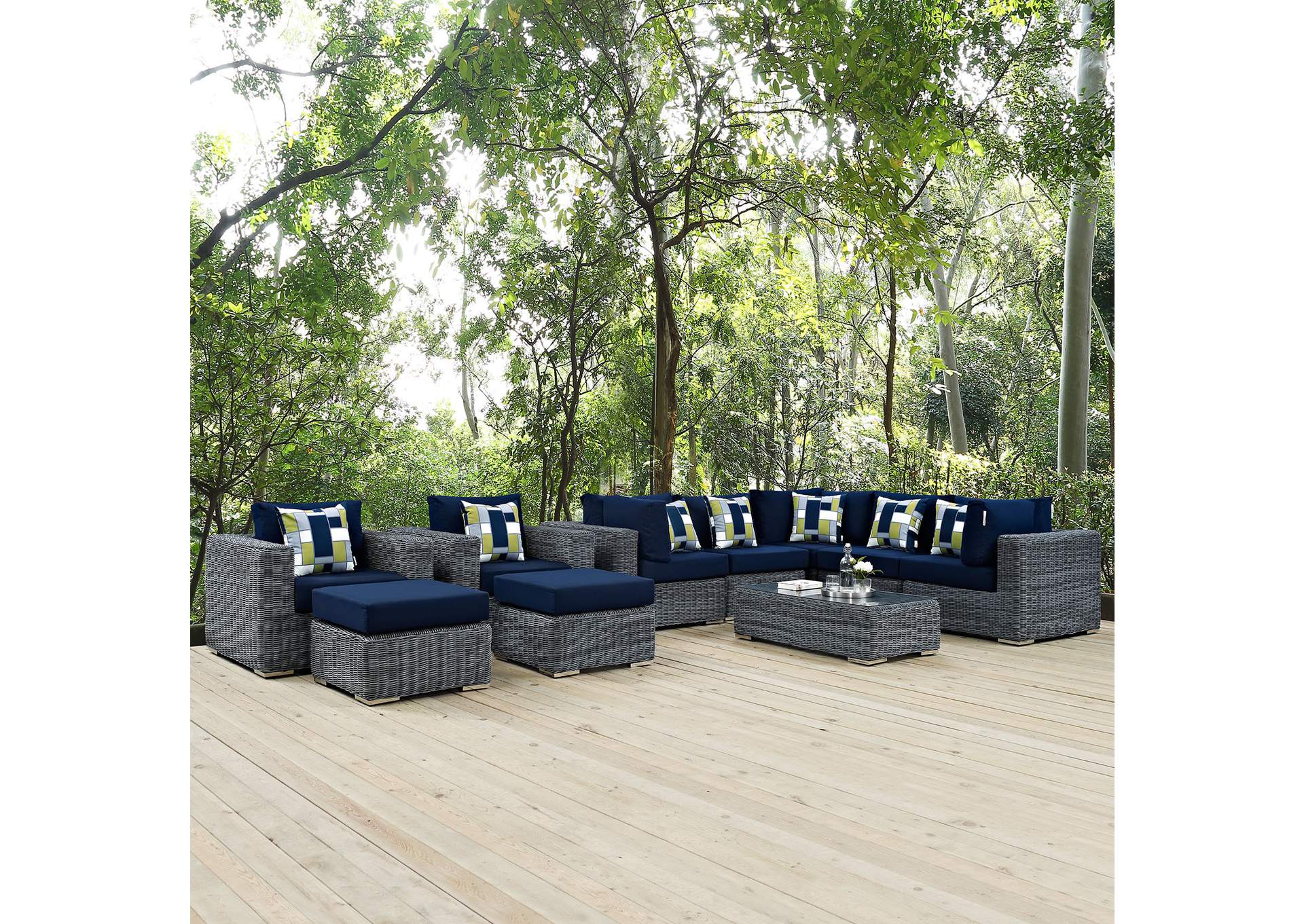 Canvas Navy Summon 10 Piece Outdoor Patio Sunbrella,Modway