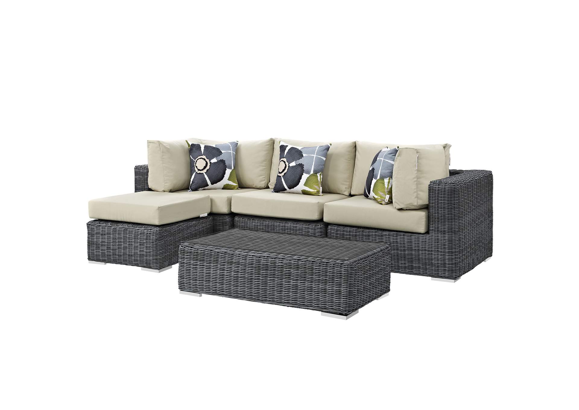 Canvas Antique Beige Summon 5 Piece Outdoor Patio Sunbrella,Modway