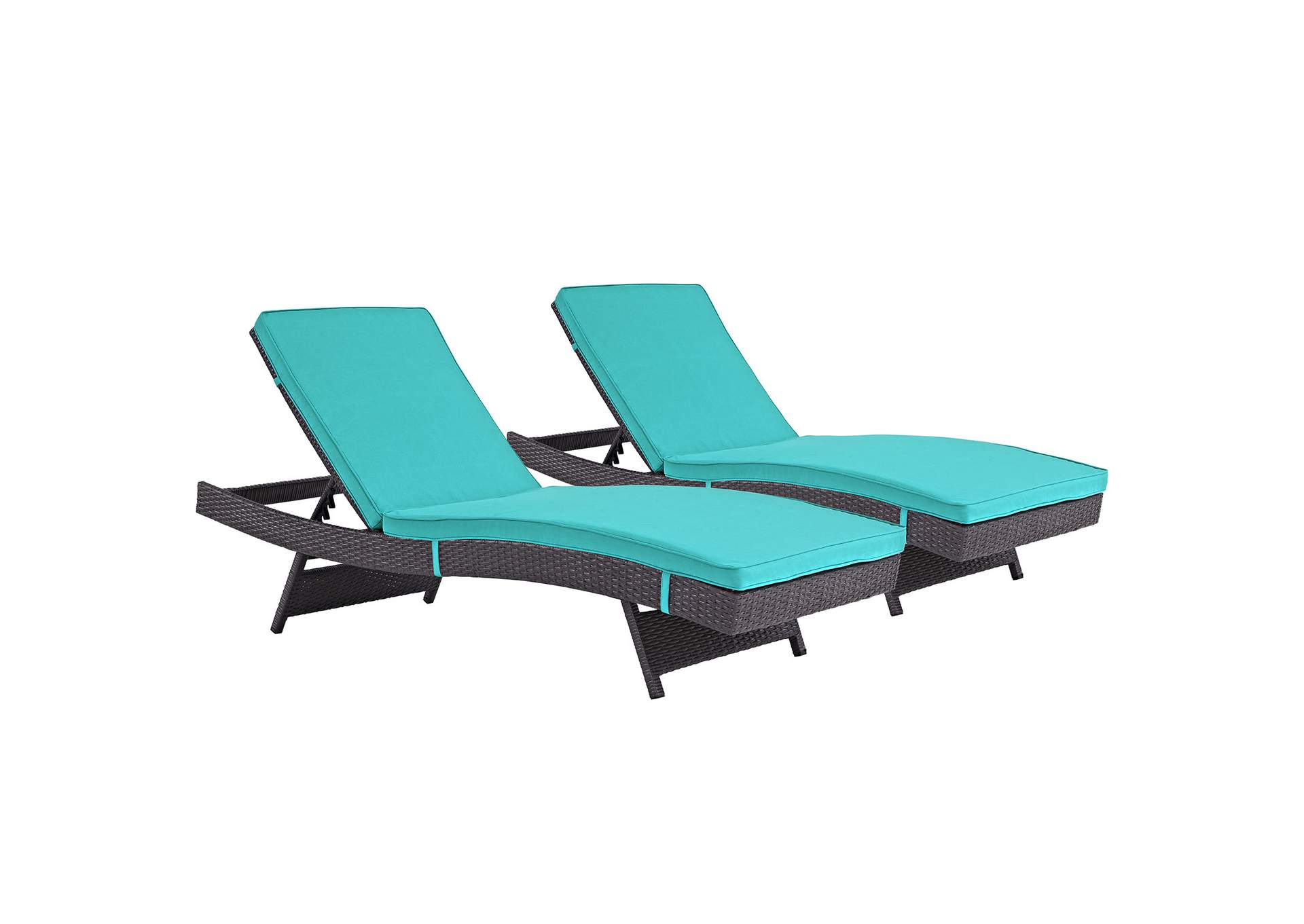 Espresso Turquoise Convene Chaise Outdoor Patio [Set of 2],Modway