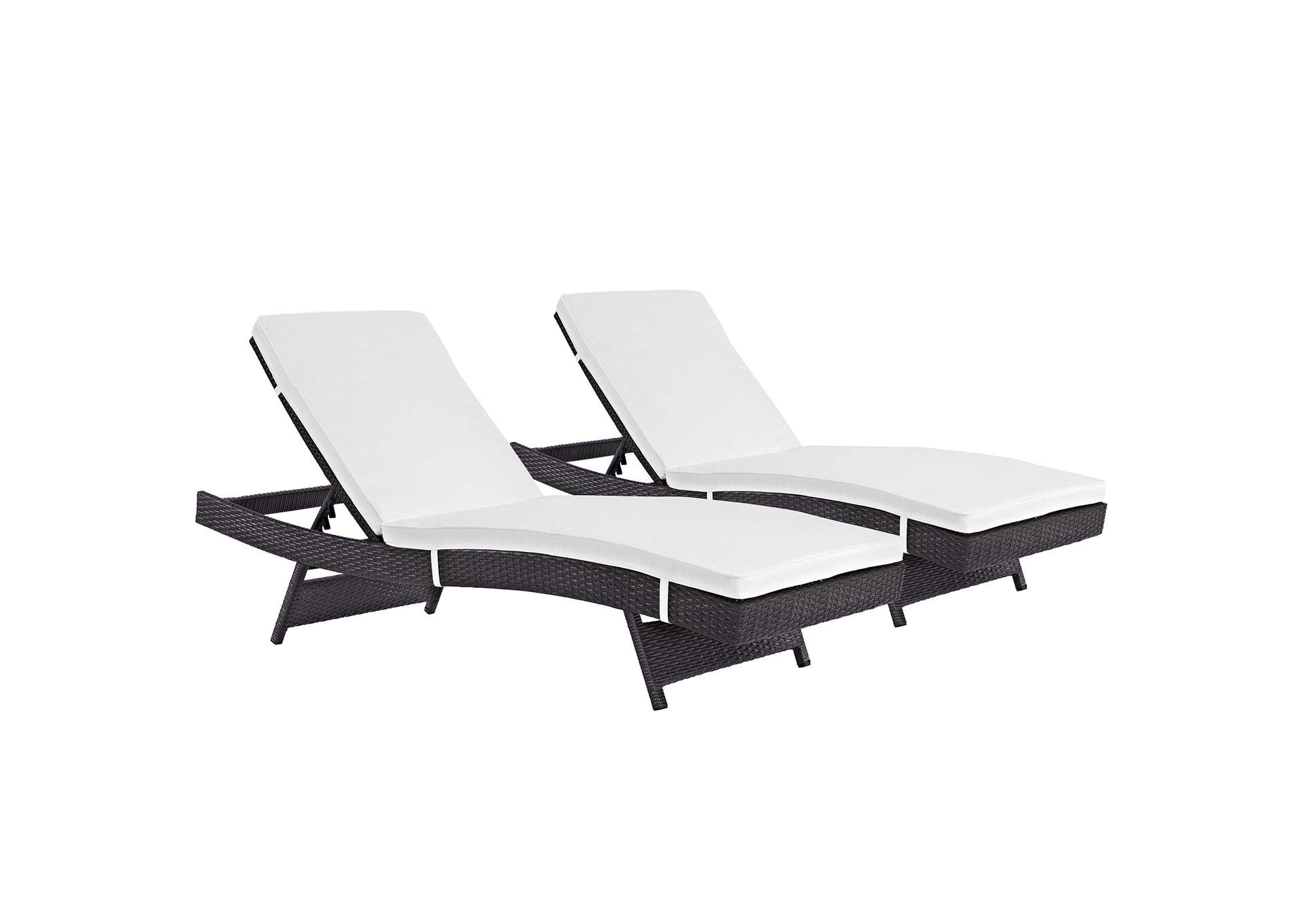 Espresso White Convene Chaise Outdoor Patio [Set of 2],Modway