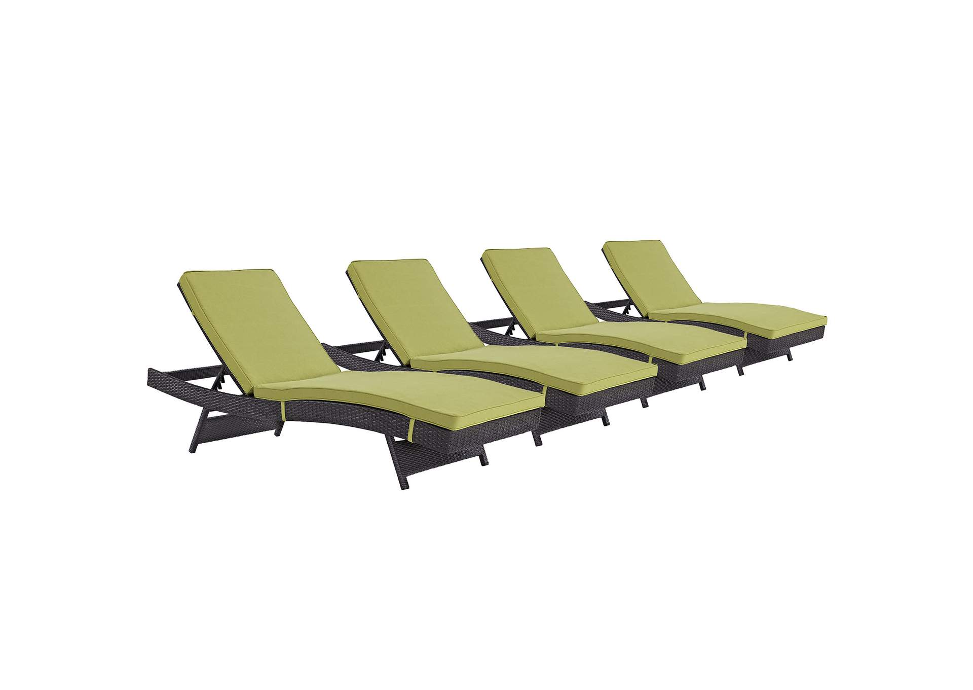 Espresso Peridot Convene Chaise Outdoor Patio [Set of 4],Modway