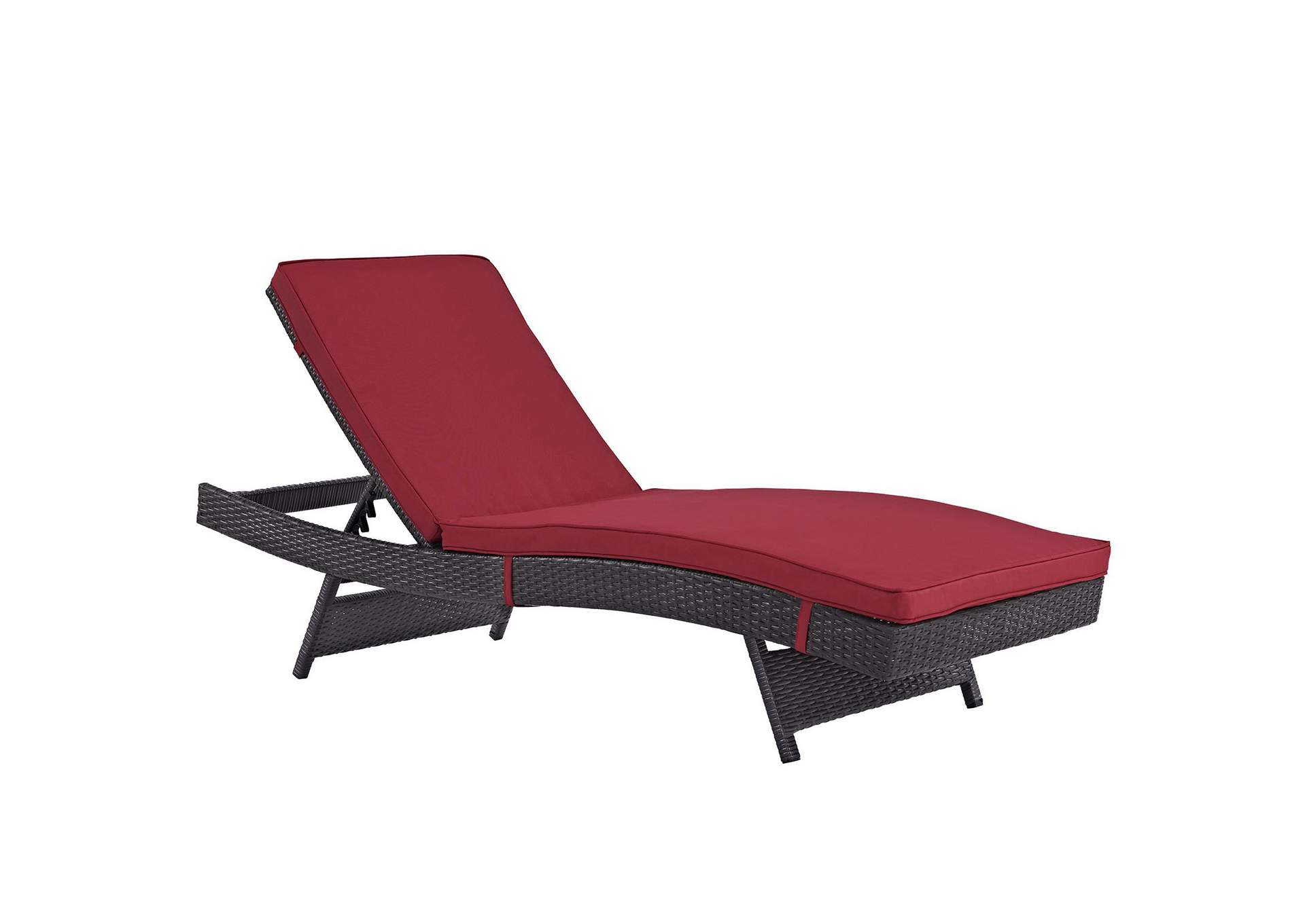 Espresso Red Convene Chaise Outdoor Patio [Set of 4],Modway