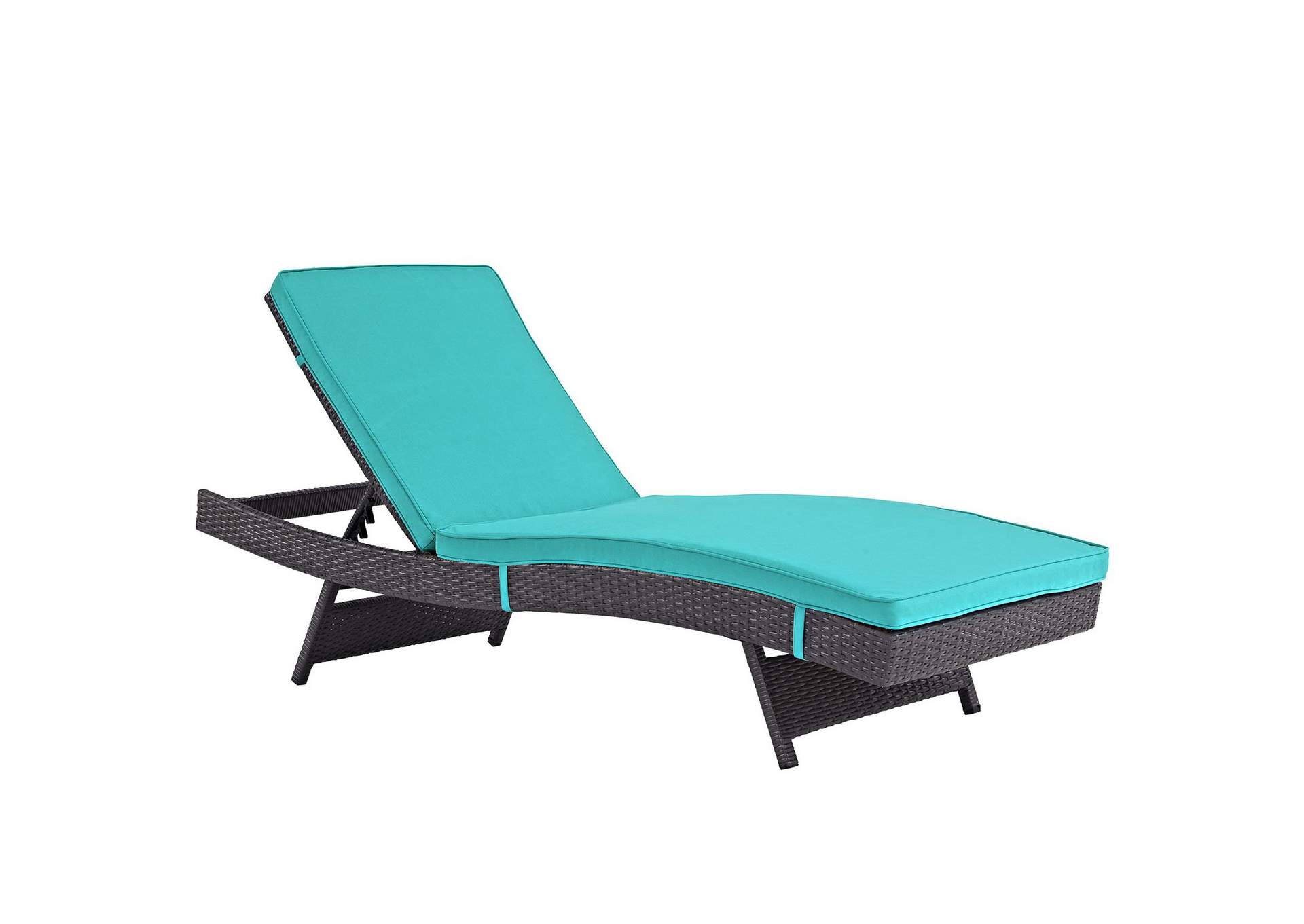 Espresso Turquoise Convene Chaise Outdoor Patio [Set of 4],Modway