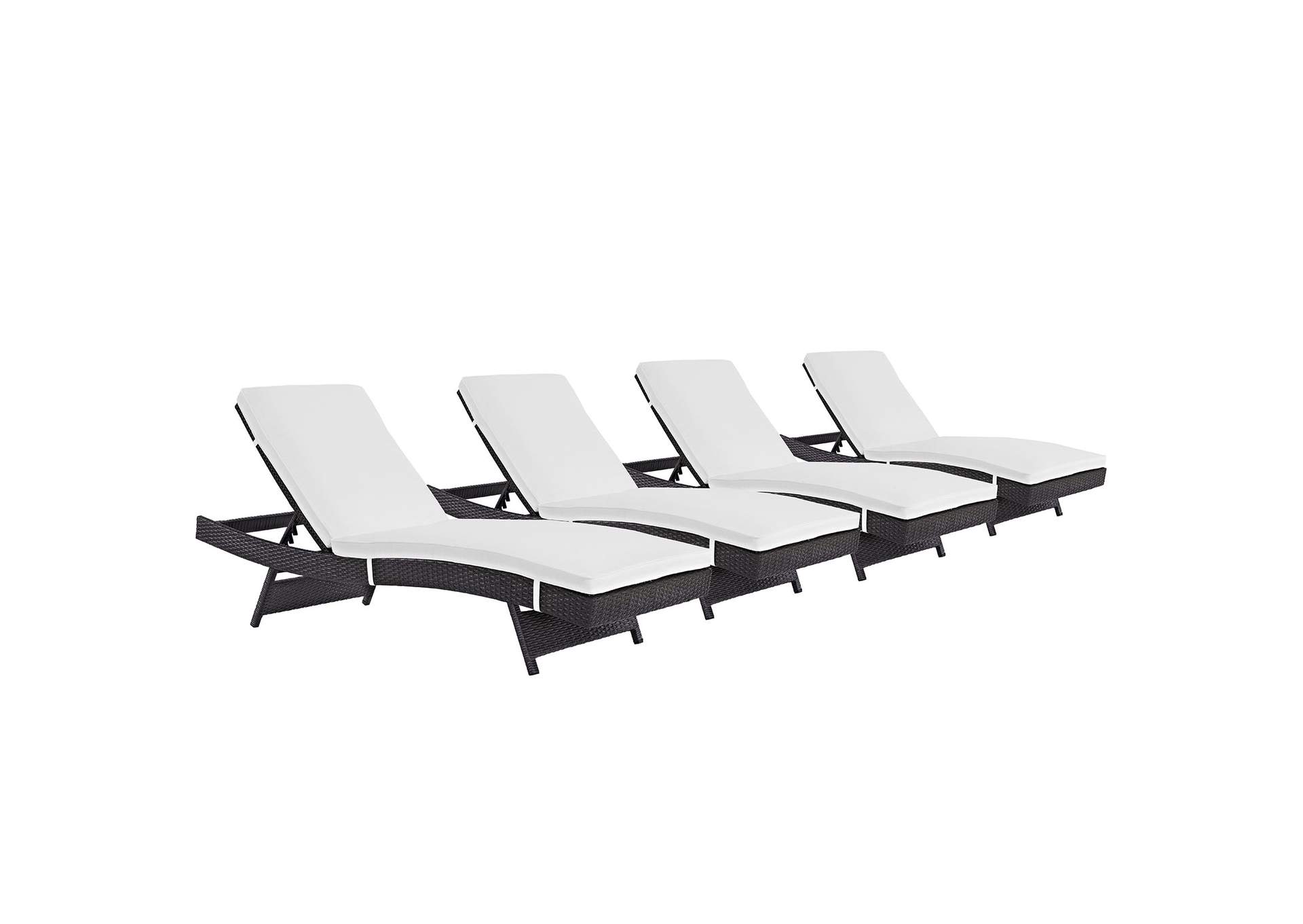 Espresso White Convene Chaise Outdoor Patio [Set of 4],Modway