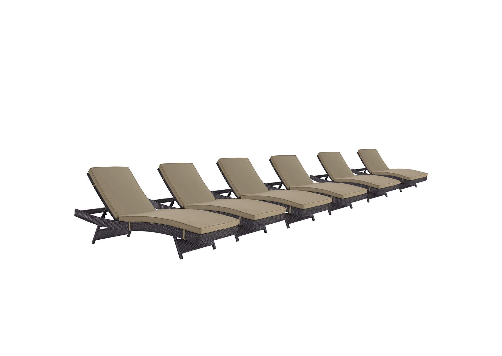 Espresso Mocha Convene Chaise Outdoor Patio [Set of 6],Modway
