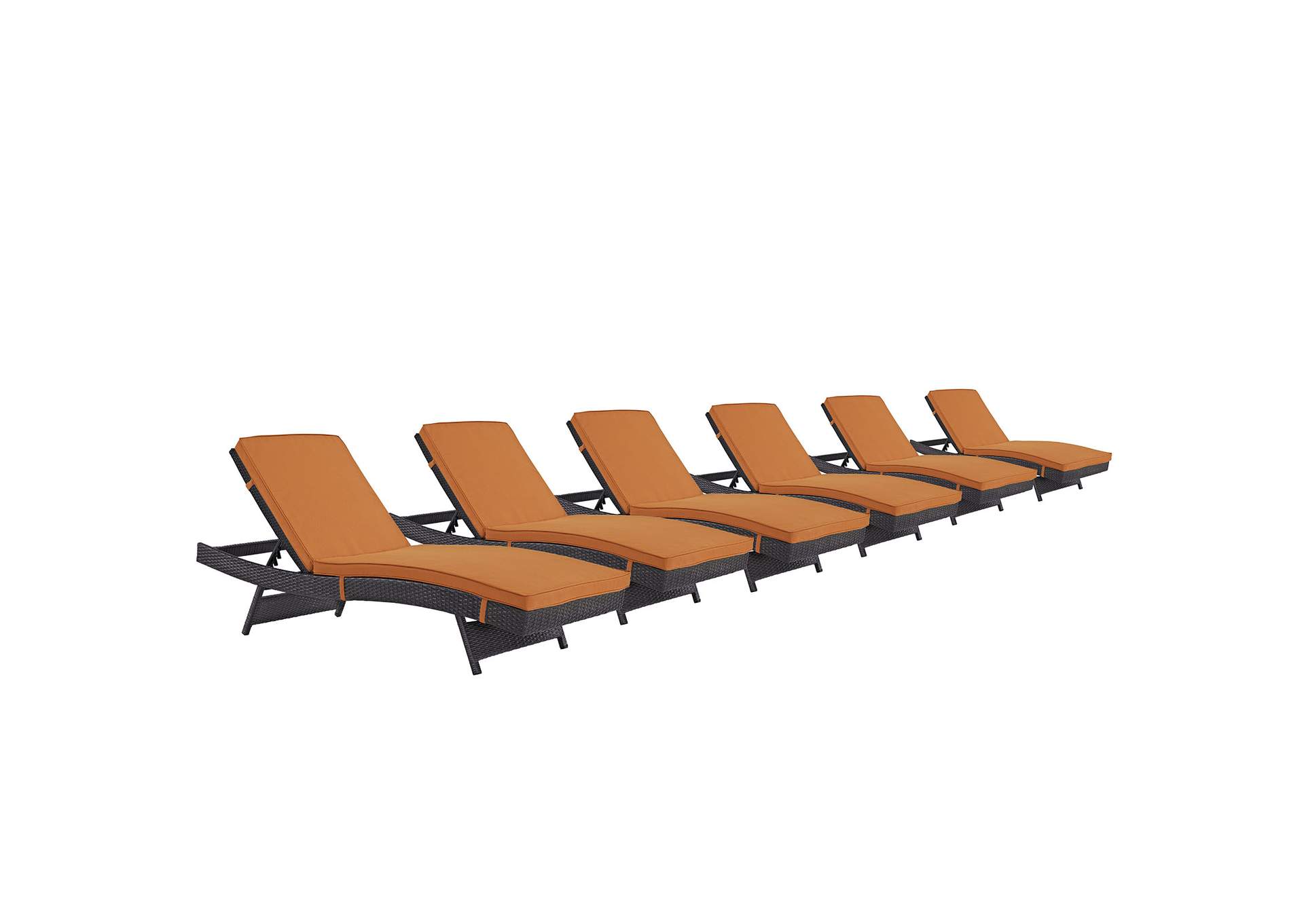 Espresso Orange Convene Chaise Outdoor Patio [Set of 6],Modway