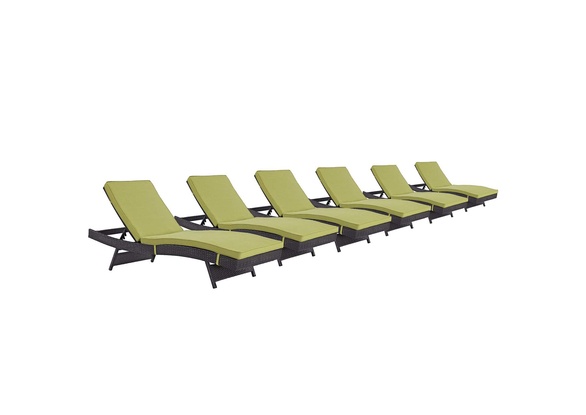 Espresso Peridot Convene Chaise Outdoor Patio [Set of 6],Modway