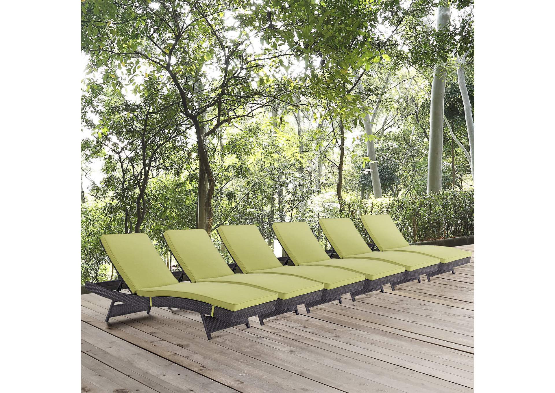 Espresso Peridot Convene Chaise Outdoor Patio [Set of 6],Modway