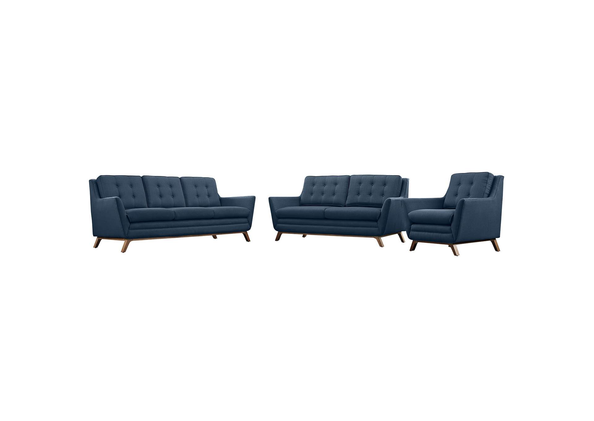 Azure Beguile Living Room Set Upholstered Fabric [Set of 3],Modway