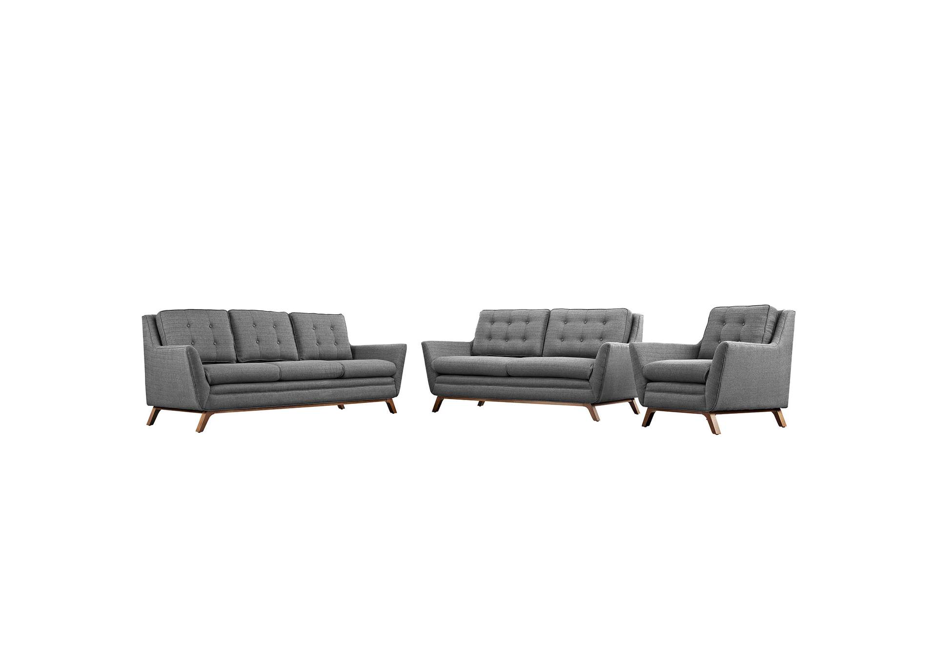 Gray Beguile Living Room Set Upholstered Fabric [Set of 3],Modway